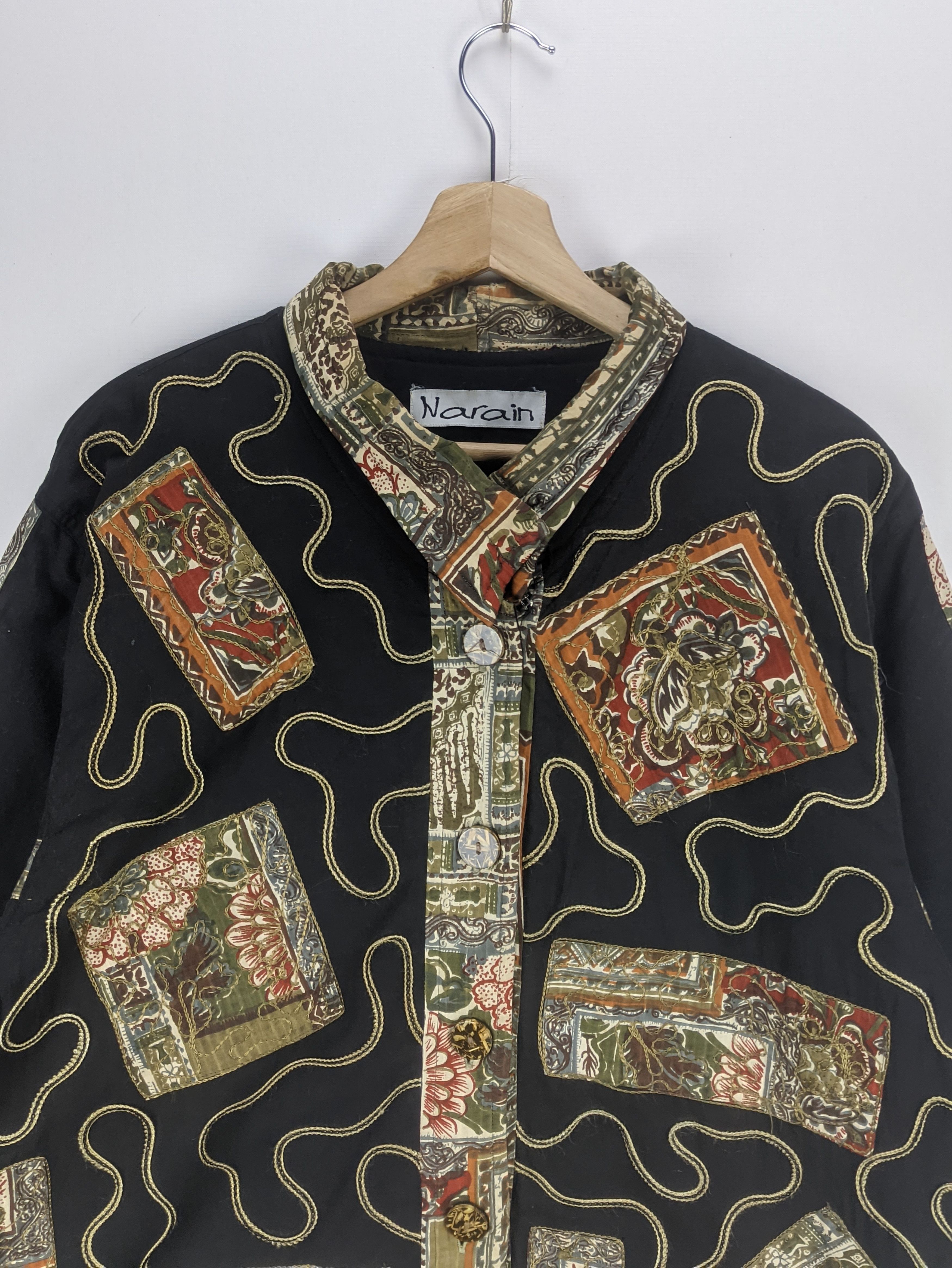 Japanese Brand Steals🔥Vintage Jacket Patchwork Button Up by Narain Size L / US 10 / IT 46 - 7 Thumbnail
