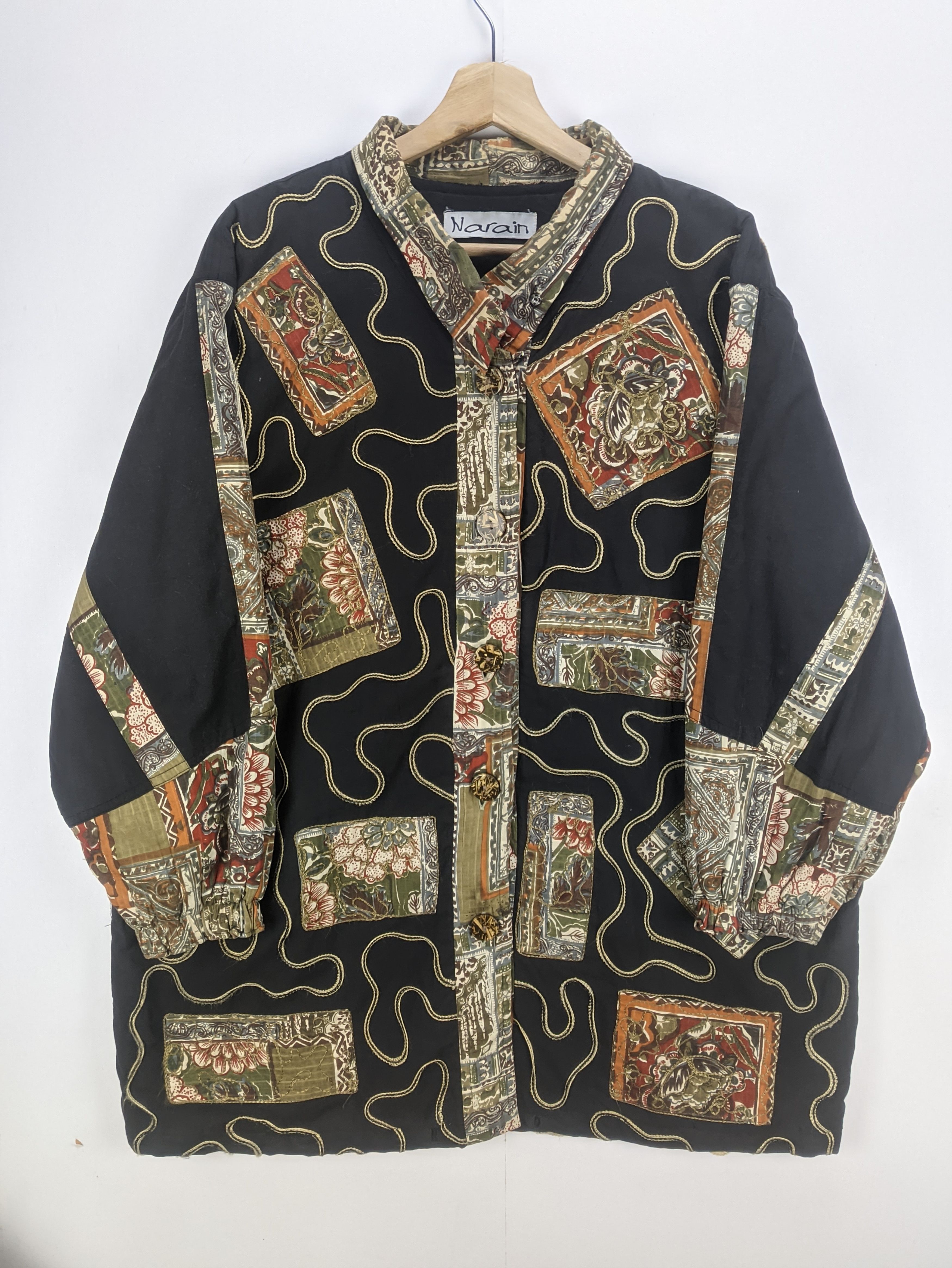 Japanese Brand Steals🔥Vintage Jacket Patchwork Button Up by Narain Size L / US 10 / IT 46 - 10 Thumbnail