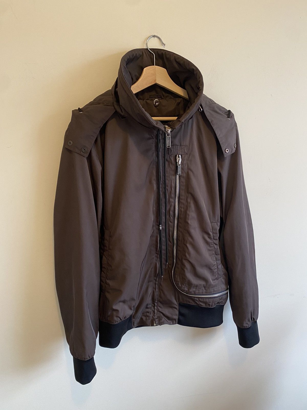 image of Dirk Bikkembergs Zipped Utility Aviator Jacket Military 52 in Black, Men's (Size Large)
