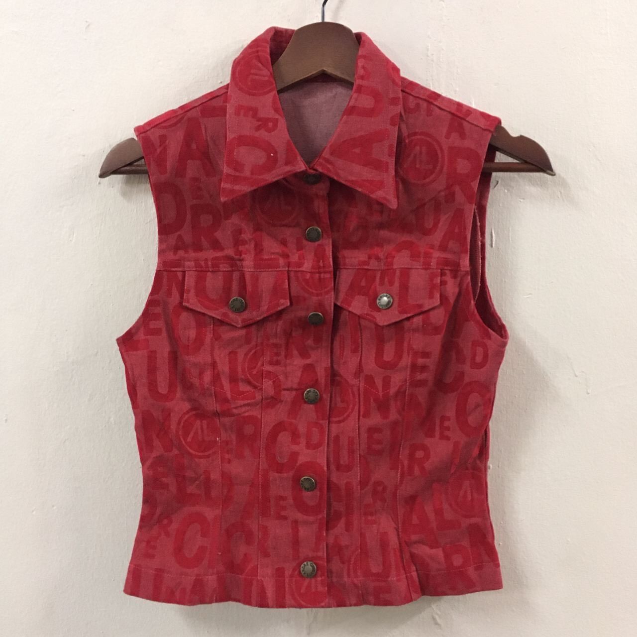 image of Vintage Andreluciano Full Print Vest in Red, Men's (Size Small)