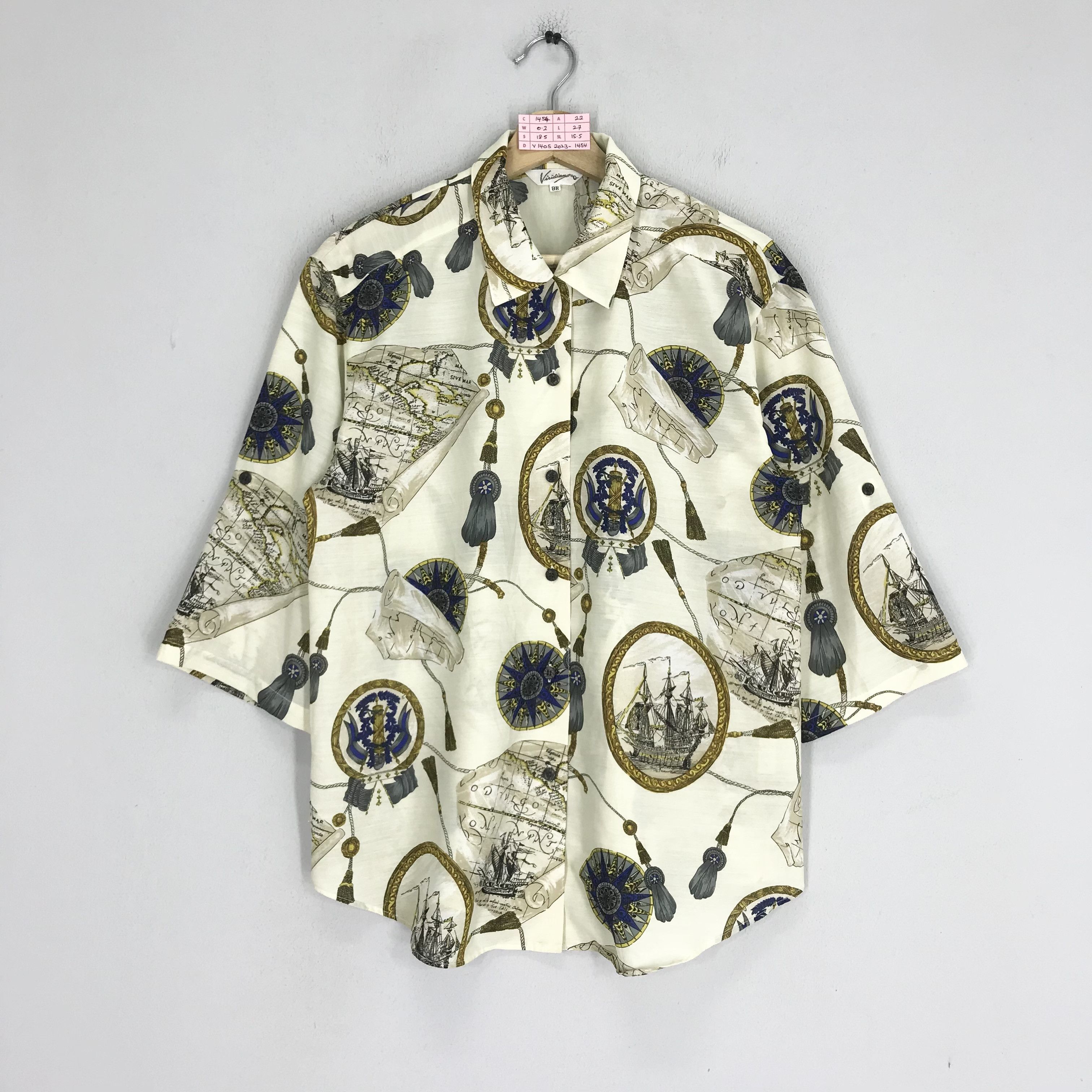 image of Avant Garde x Psyche Delic Vintage Novelty Baroque Shirt Pop Art Psychedelic Luxury in Cream (Size 