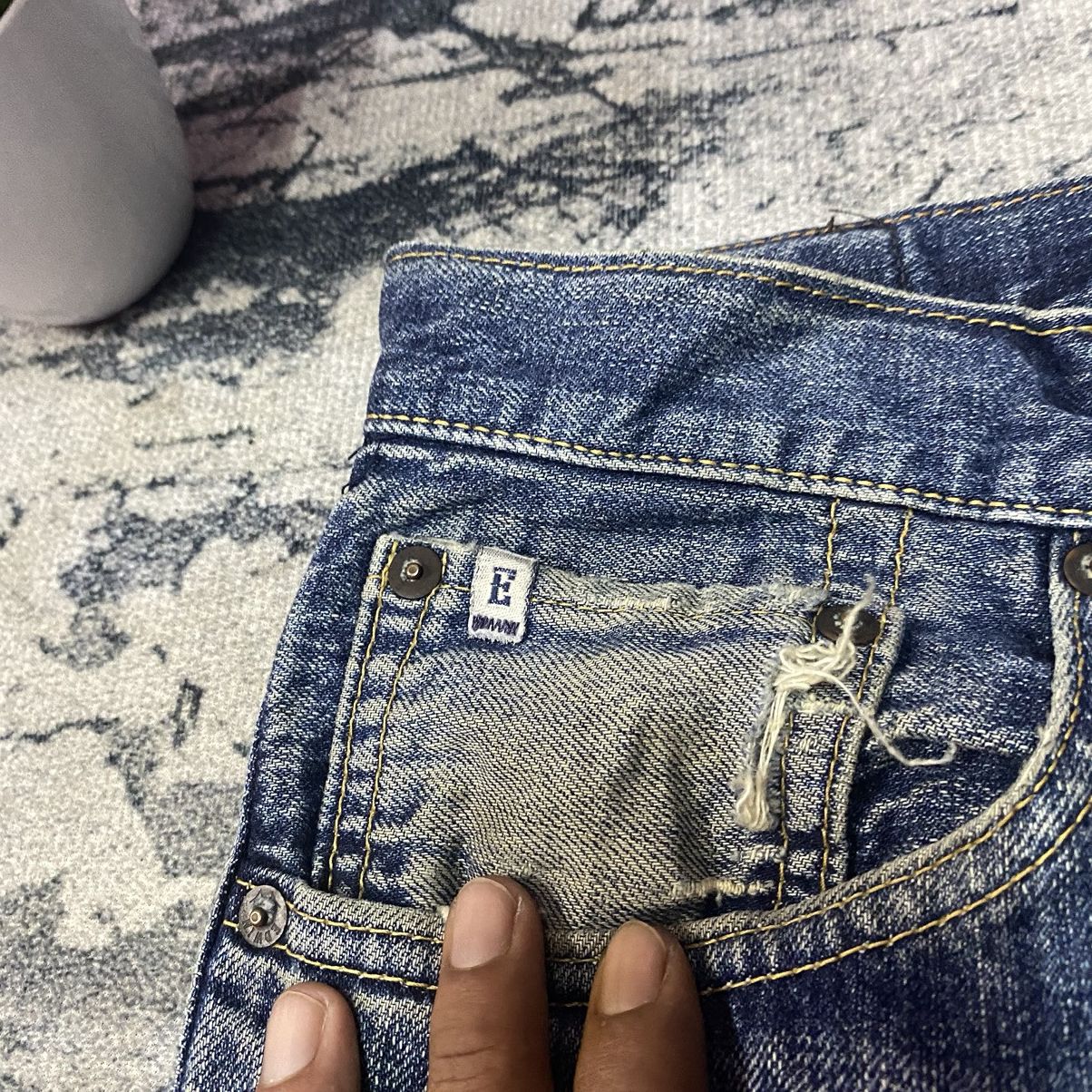 Japanese Brand 32x31 Vintage Japanese Edwin Regular Fit Distressed Jeans Size US 32 / EU 48 - 7 Thumbnail