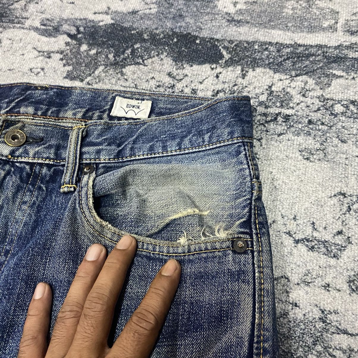 Japanese Brand 32x31 Vintage Japanese Edwin Regular Fit Distressed Jeans Size US 32 / EU 48 - 6 Thumbnail