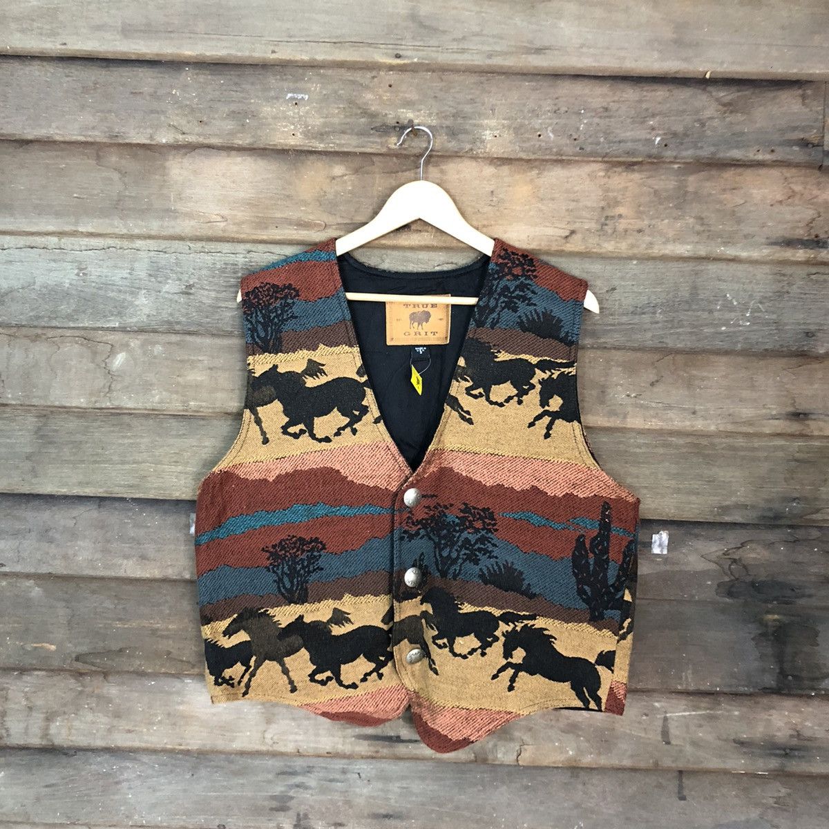Vintage True Grit horse Brown vintage art Vests #2949 Size US L / EU 52-54 / 3 - 3 Thumbnail