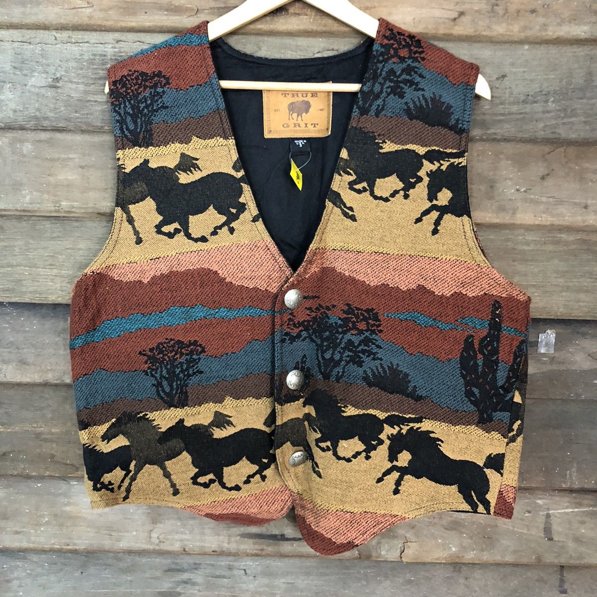 Vintage True Grit horse Brown vintage art Vests #2949 Size US L / EU 52-54 / 3 - 6 Thumbnail