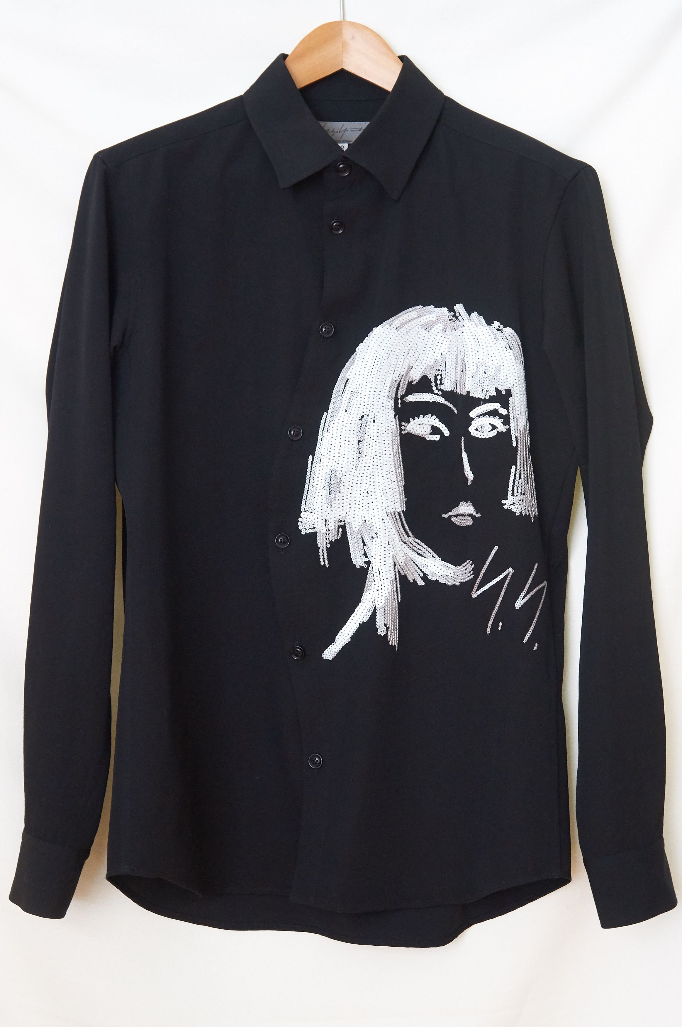 image of Yohji Yamamoto Aw16 Sequins Wool Shirt in Black, Men's (Size Medium)