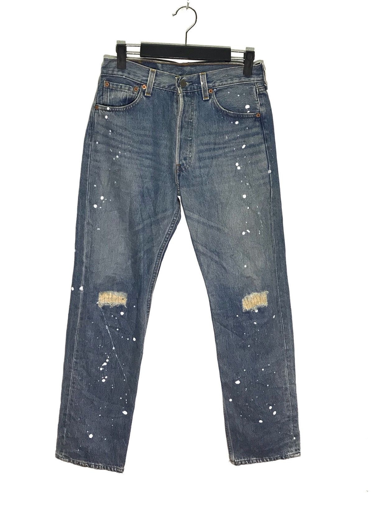 Levi's Vintage Clothing Levi’s 501 Distressed Zigzag Splattered Paint Denim Jeans Size US 29 - 1 Thumbnail