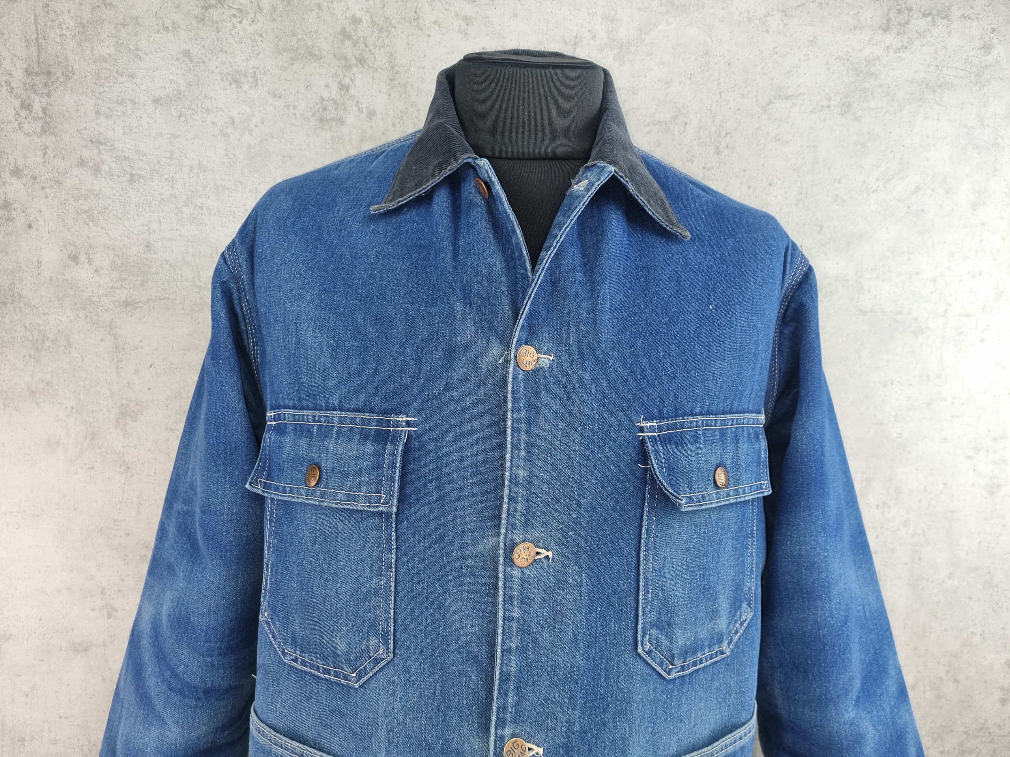 Big Mac × Vintage Rare 70s BIG MAC Denim Jacket Corduroy neck Worker Coat Size US L / EU 52-54 / 3 - 8 Thumbnail