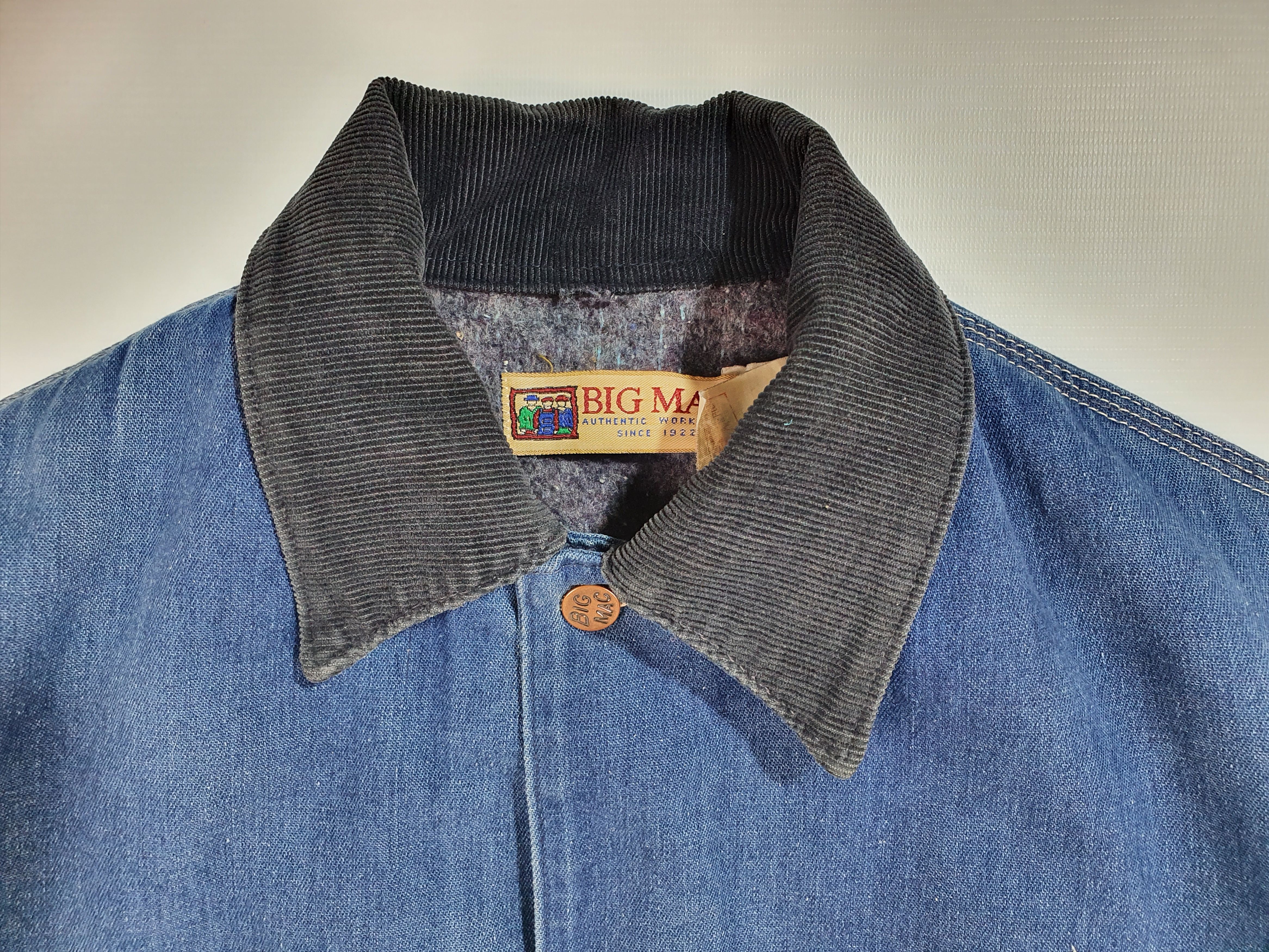 Big Mac × Vintage Rare 70s BIG MAC Denim Jacket Corduroy neck Worker Coat Size US L / EU 52-54 / 3 - 9 Thumbnail