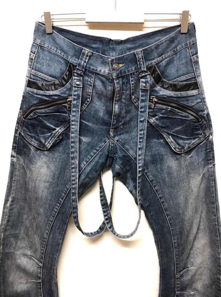 PPFM PPFM DISTRESSESD DENIM JEANS CURVE LEGHT PUNK WTH SUSPENDER Size US 32 / EU 48 - 4 Thumbnail