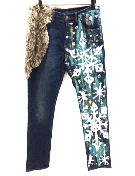 image of Gu Paint Splash Style Denim Pant, Men's (Size 32)