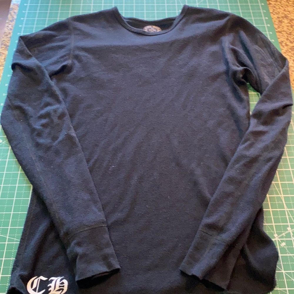 image of Chrome Hearts Scroll Logo Thermal in Black, Men's (Size Small)
