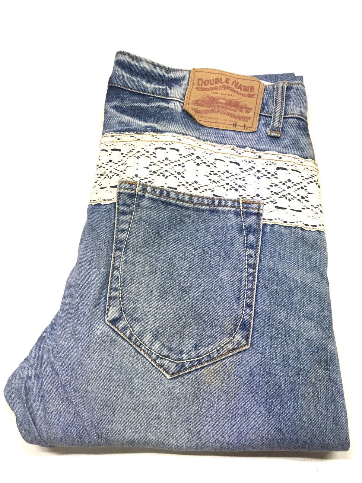 Japanese Brand Double name distressed denim japan Size US 32 / EU 48 - 1 Thumbnail