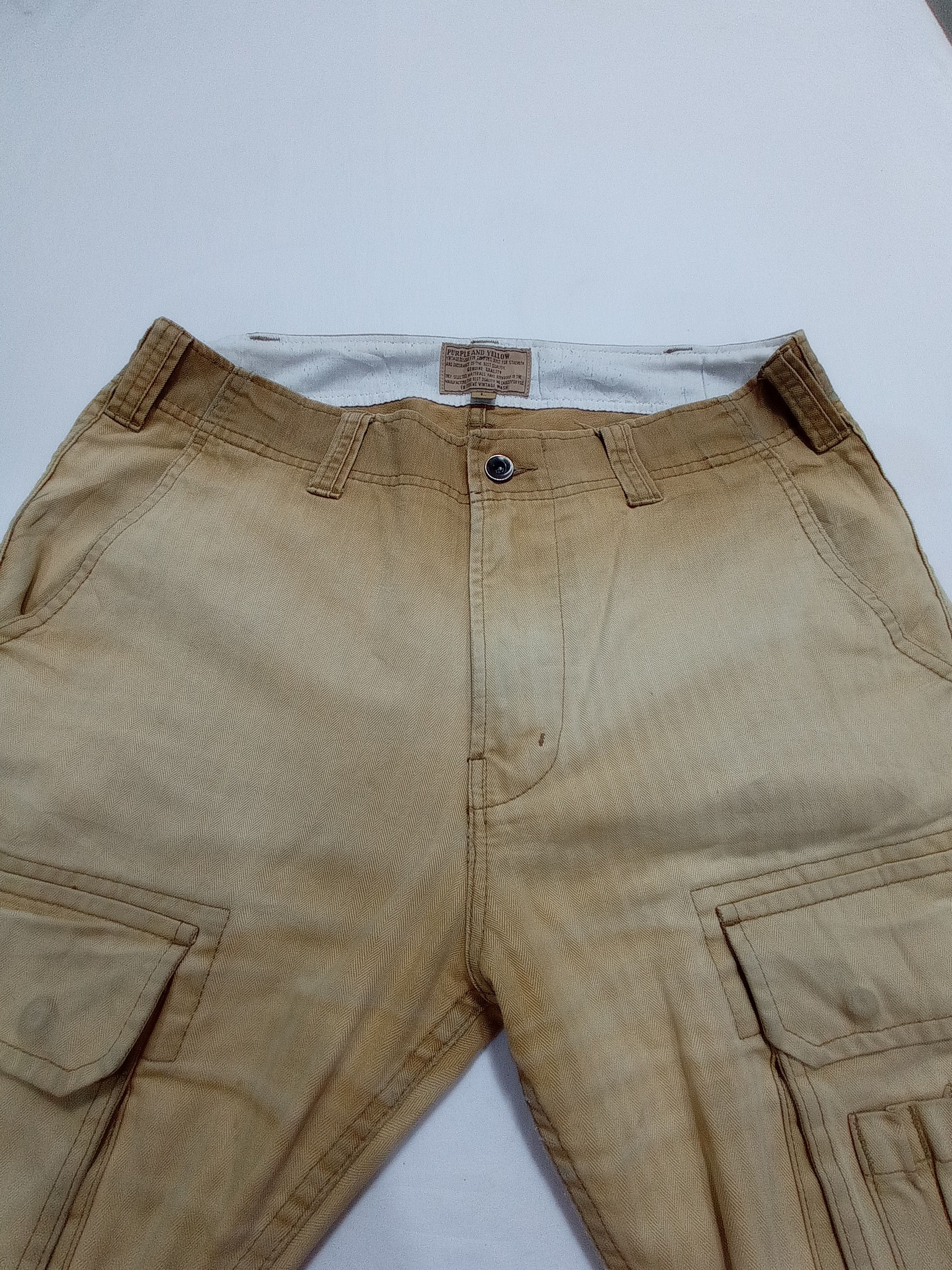 Purple Purple And Yellow Multi Pocket Cargo Pants Size US 33 - 8 Thumbnail