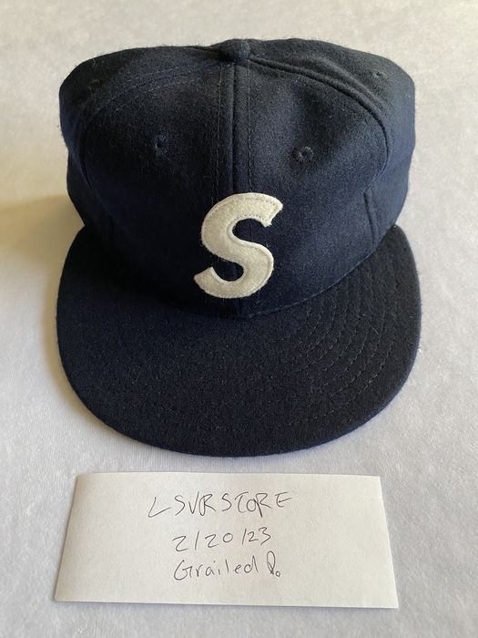 Supreme Ebbets S Logo Fitted 6 Panel Navy 7 3/8 | Grailed