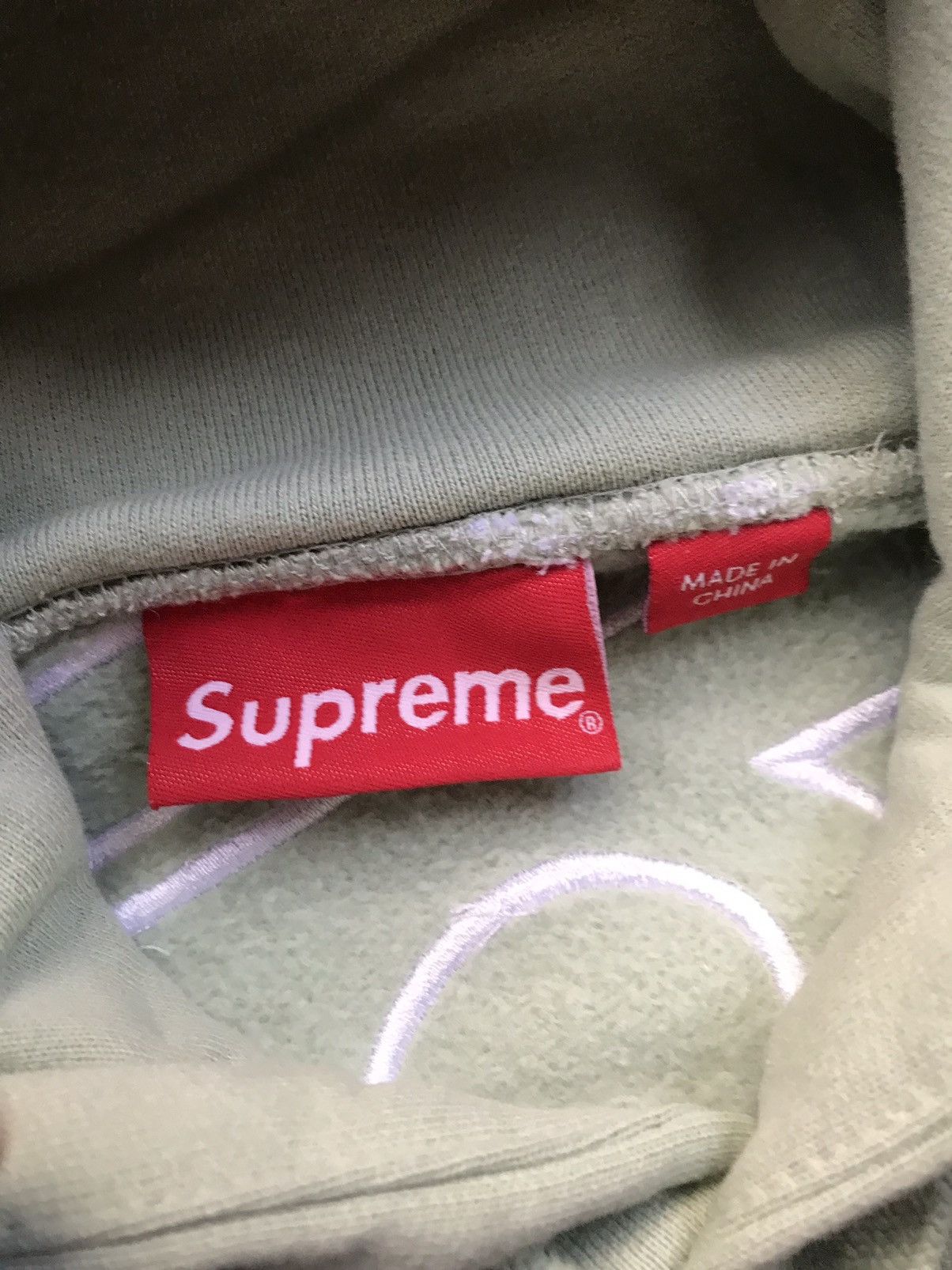 Supreme Supreme satin appliqué hooded sweatshirt mint medium | Grailed