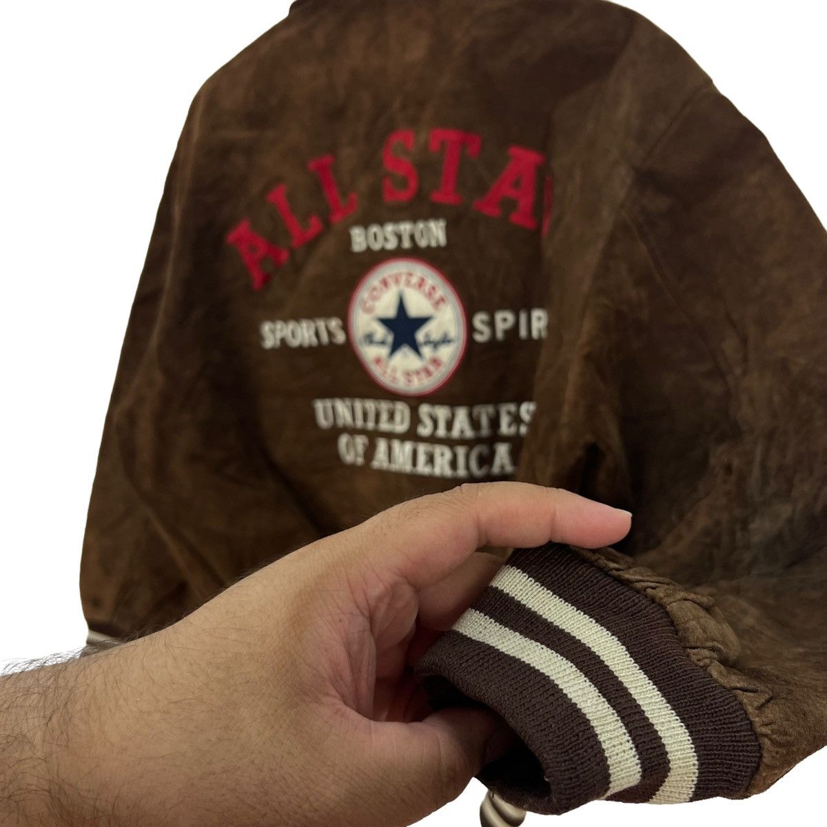 Genuine Leather VINTAGE LEATHER BOMBER JACKET ALL STAR BOSTON CONVERSE Size US M / EU 48-50 / 2 - 3 Thumbnail