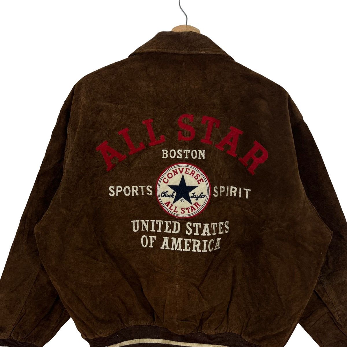 Genuine Leather VINTAGE LEATHER BOMBER JACKET ALL STAR BOSTON CONVERSE Size US M / EU 48-50 / 2 - 5 Thumbnail