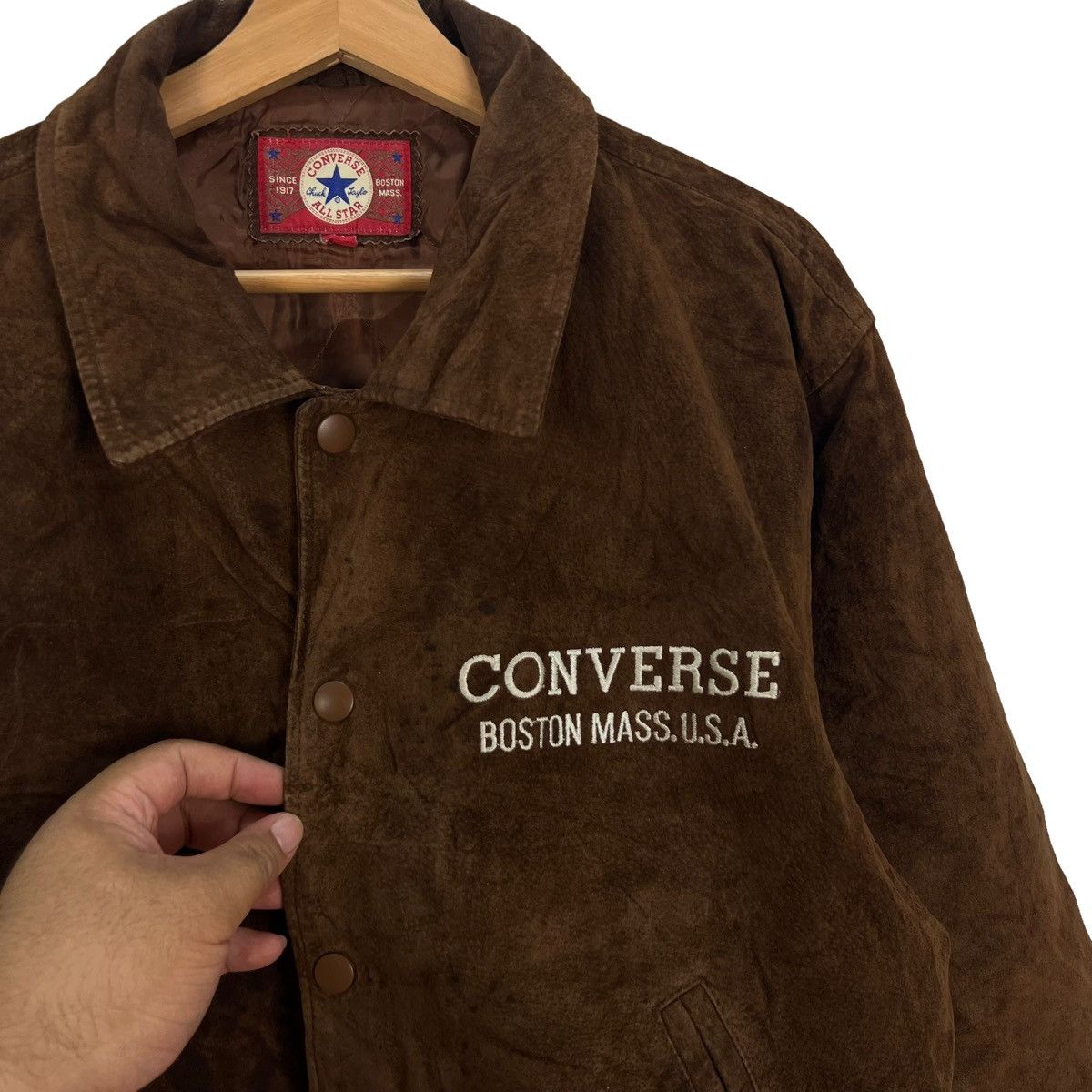 Genuine Leather VINTAGE LEATHER BOMBER JACKET ALL STAR BOSTON CONVERSE Size US M / EU 48-50 / 2 - 6 Thumbnail
