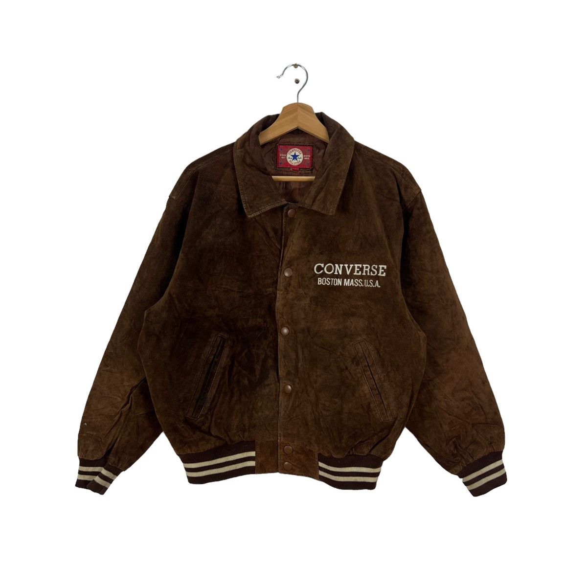 Genuine Leather VINTAGE LEATHER BOMBER JACKET ALL STAR BOSTON CONVERSE Size US M / EU 48-50 / 2 - 2 Thumbnail