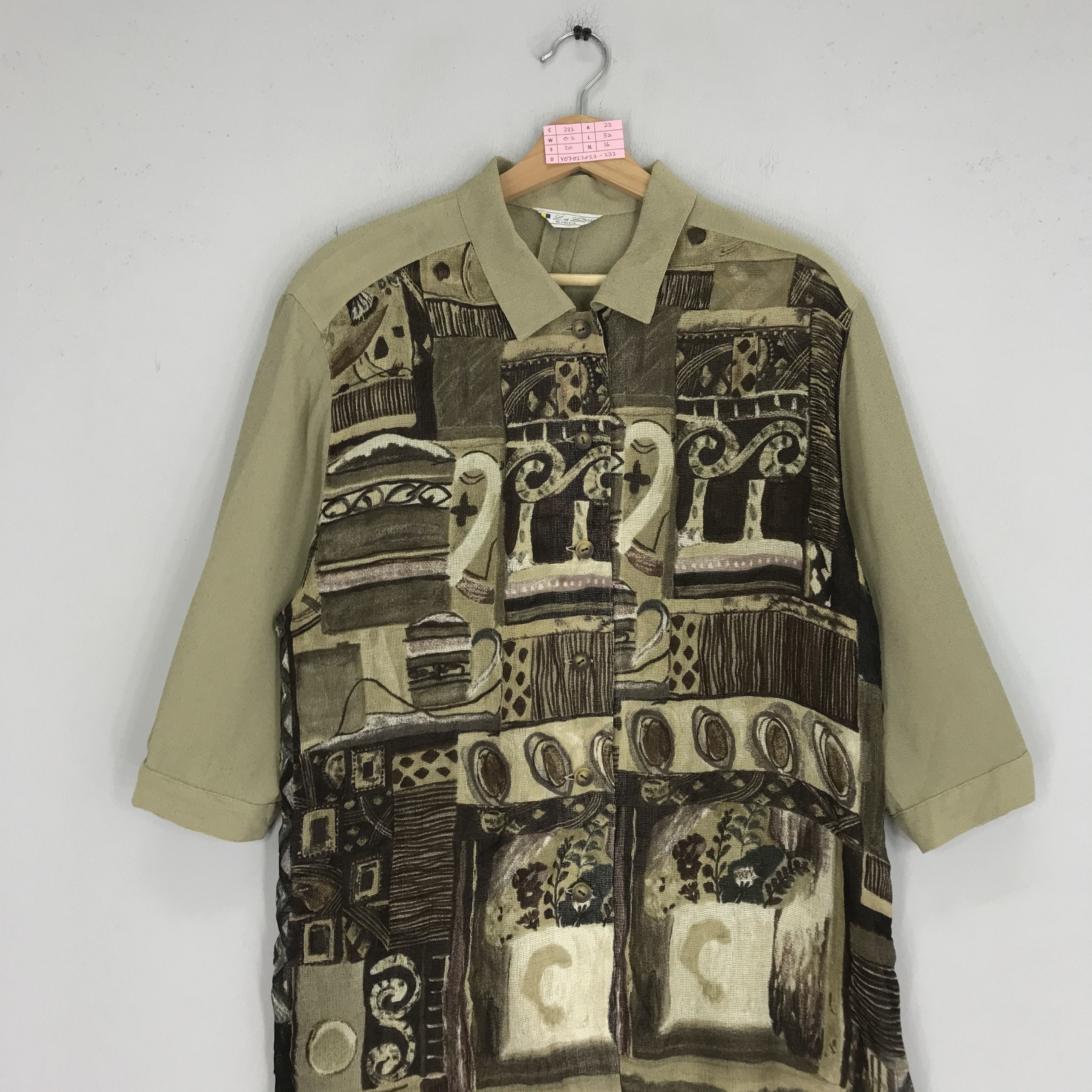 Arts & Science Vintage 90s Ladies Blouse Pop Art Pattern Renaissance Shirt Size L / US 10 / IT 46 - 3 Thumbnail