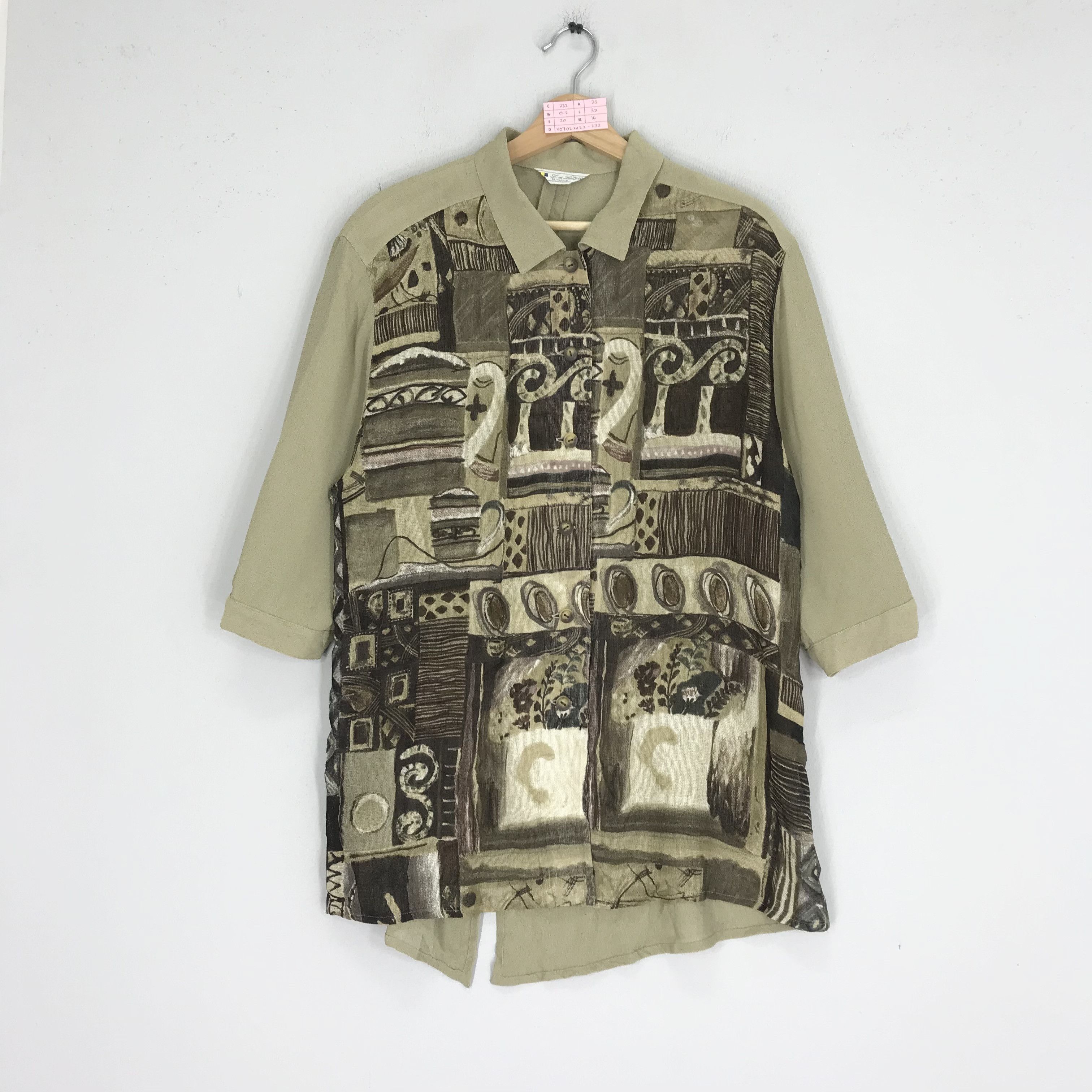 Arts & Science Vintage 90s Ladies Blouse Pop Art Pattern Renaissance Shirt Size L / US 10 / IT 46 - 1 Thumbnail