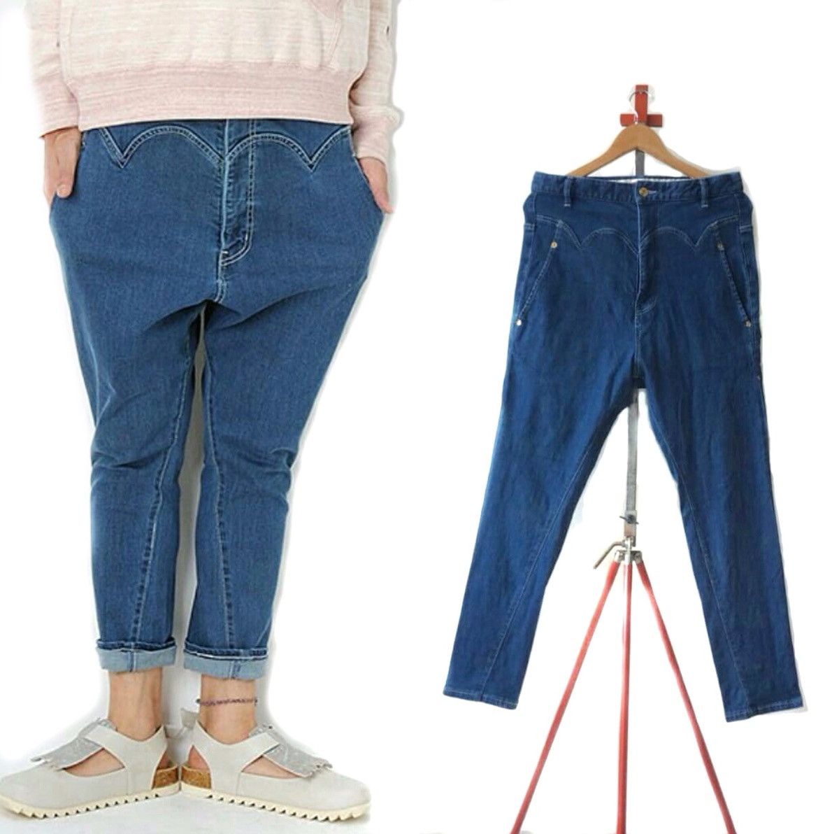 image of Issey Miyake x Mercibeaucoup Double Waist Low Crotch Slim Jeans Eri Utsugi in Indigo Dye (Size 32)