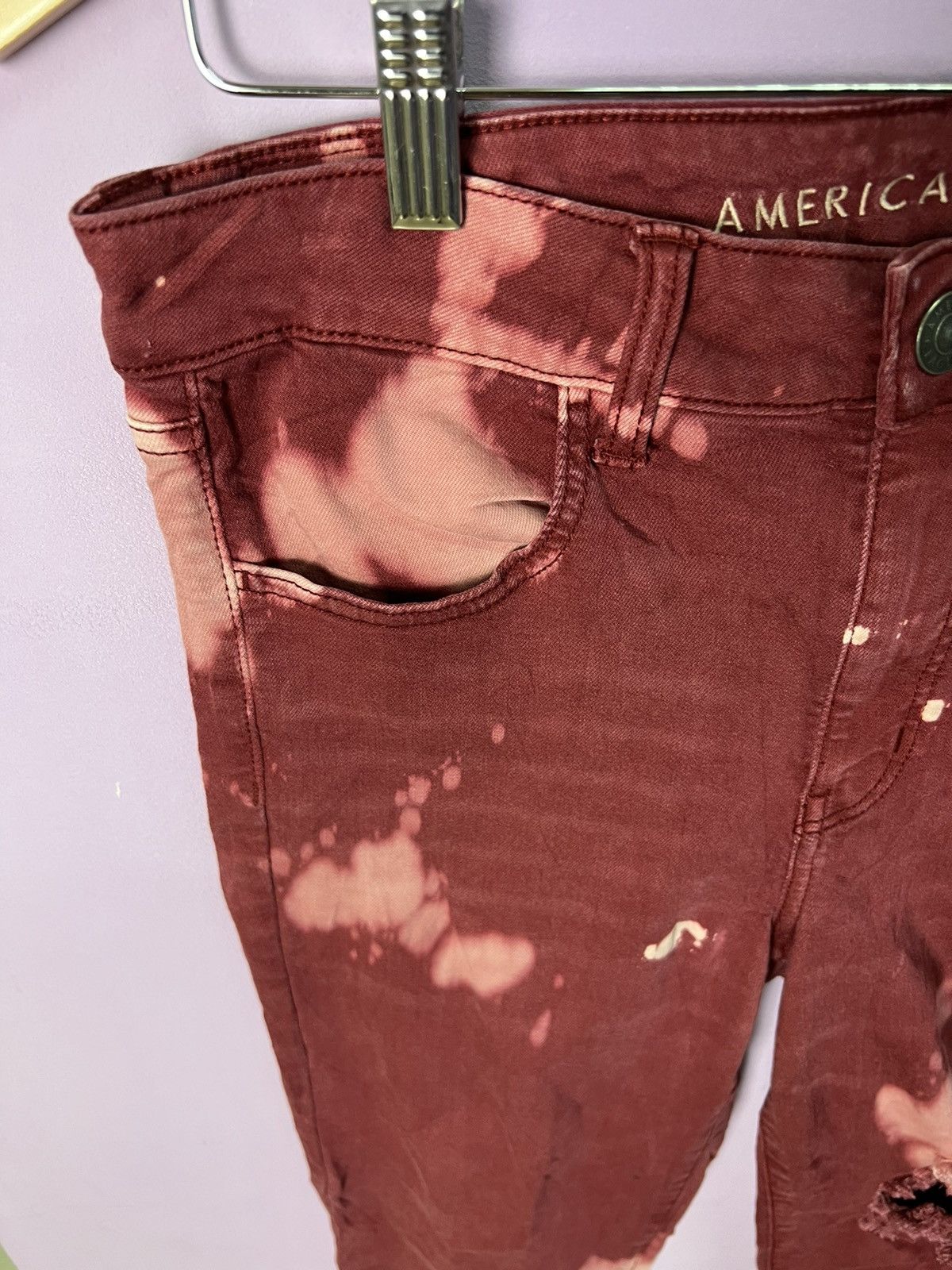American Eagle Outfitters 🔥Rare Tie Dye American Eagle Stretchable Distressed Denim Size US 31 - 6 Thumbnail
