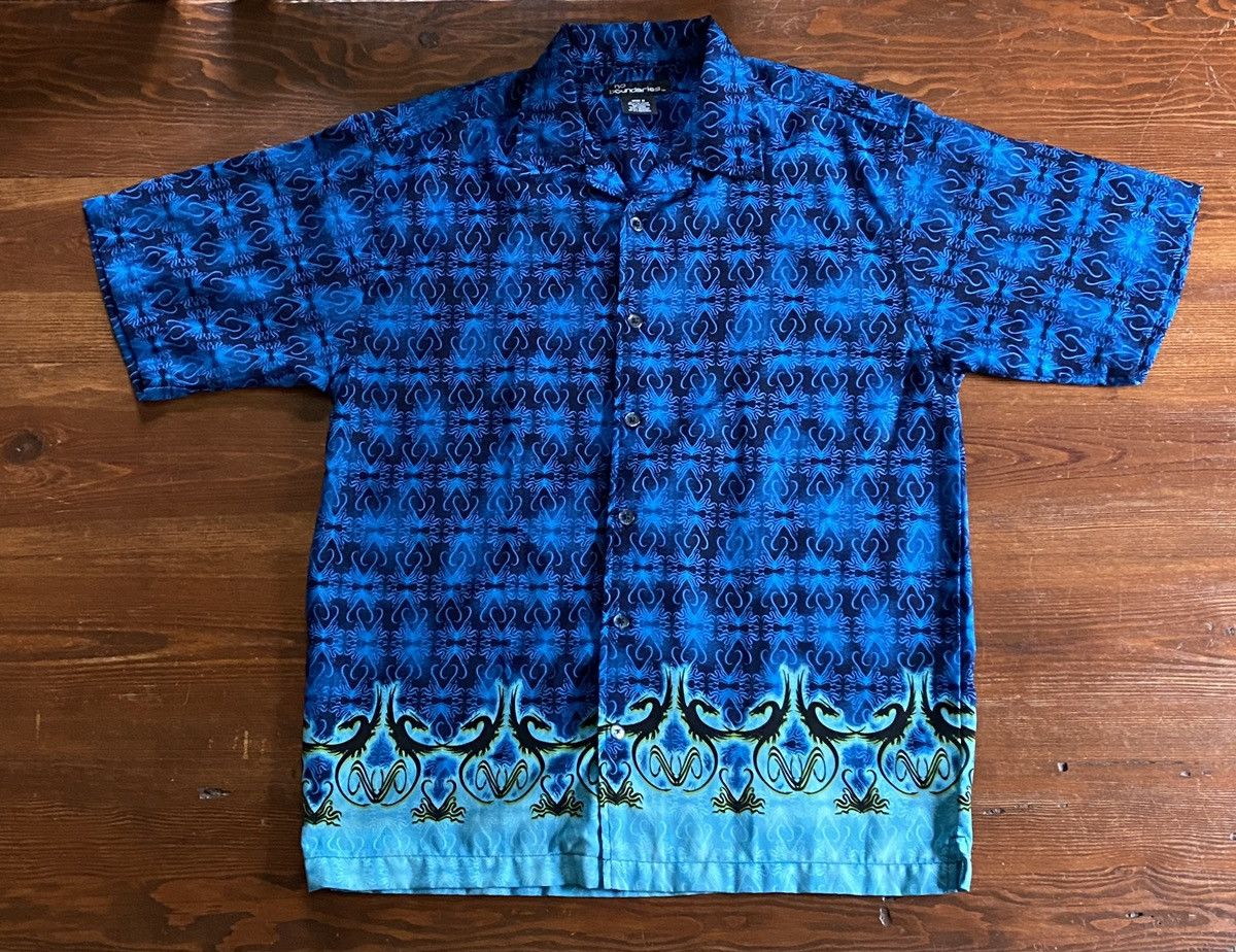 Vintage Vintage 90’s No Boundaries Tribal Dragons Poly Button Up Size US M / EU 48-50 / 2 - 2 Thumbnail