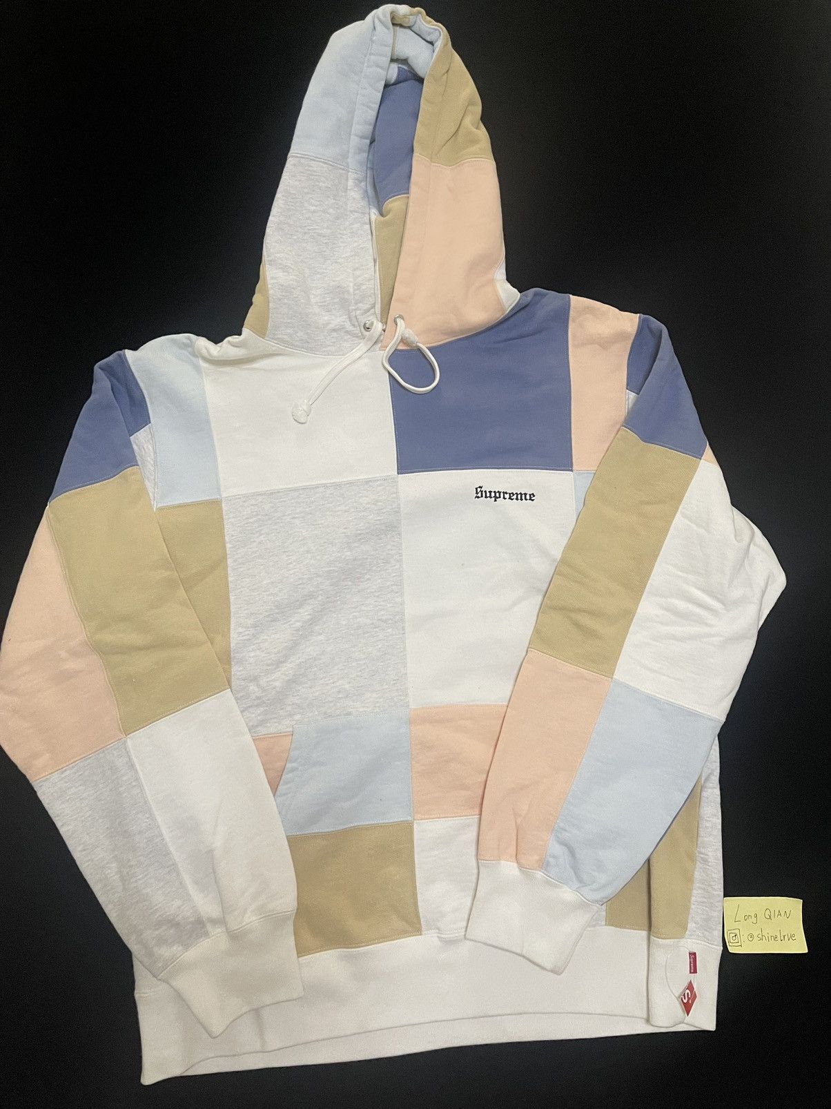 Supreme patchwork hoodie white sale