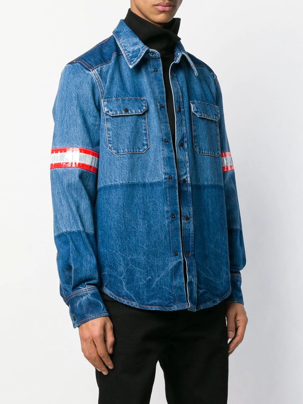 image of Calvin Klein 205W39Nyc Reflective Patch Denim Jacket Small in Blue, Men's