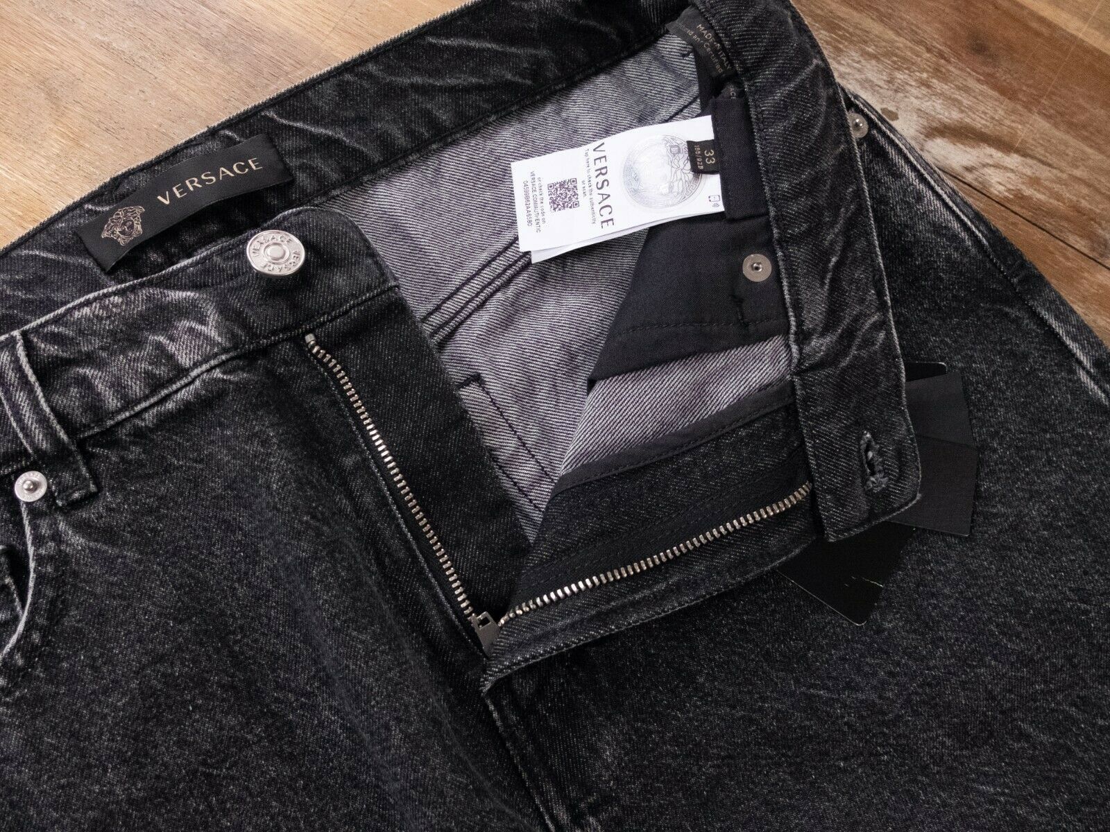 Versace VERSACE black / gray L'Homme jeans - Size 33 - NWT Size US 33 - 8 Thumbnail