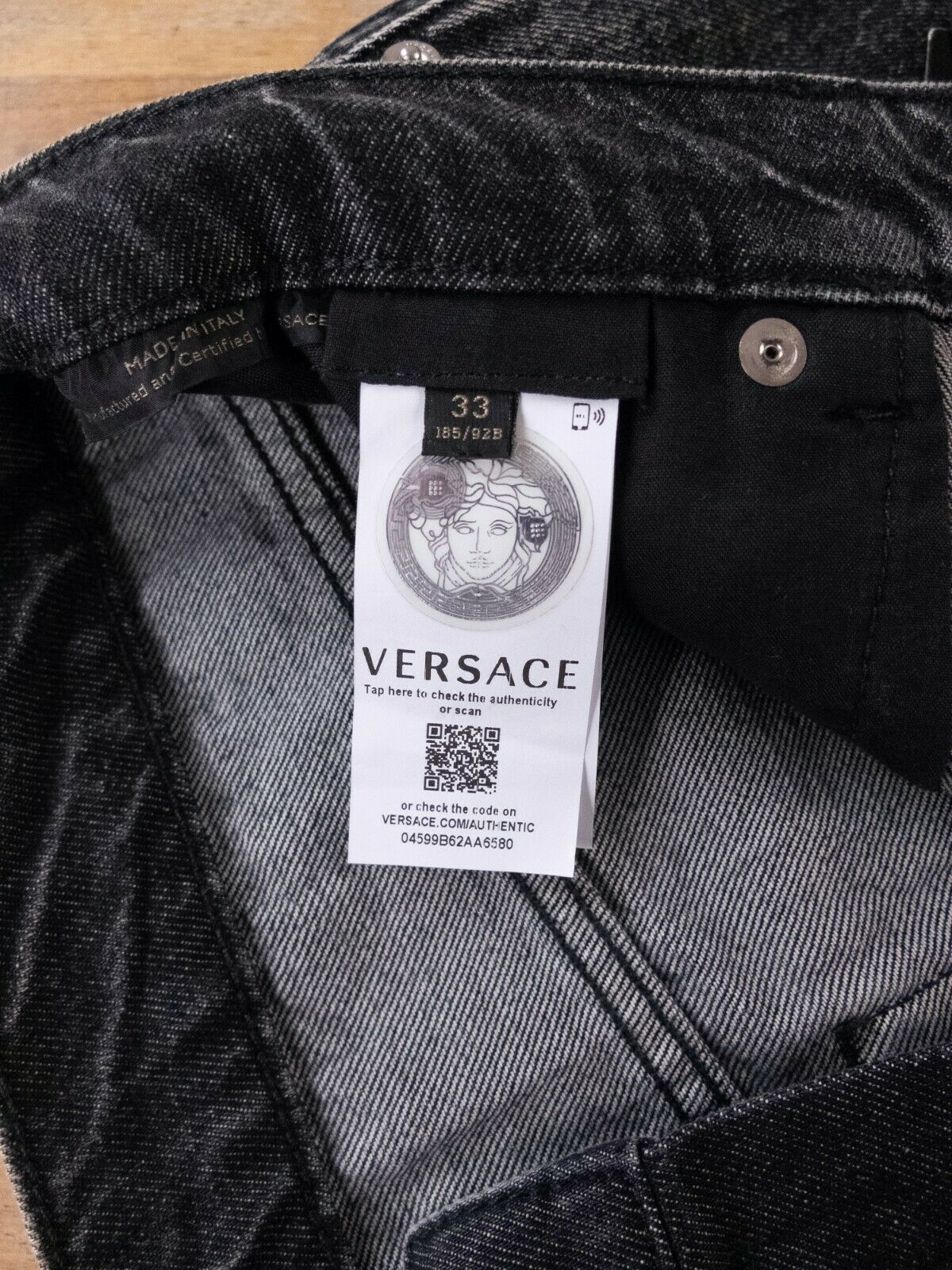 Versace VERSACE black / gray L'Homme jeans - Size 33 - NWT Size US 33 - 9 Thumbnail