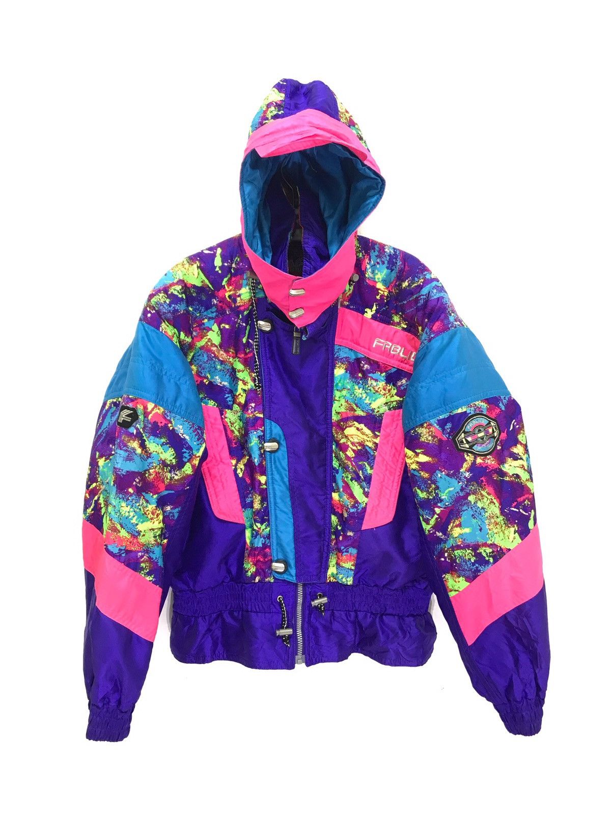 Fablice Vtg 90s Ski Jacket Neon Multi Colour