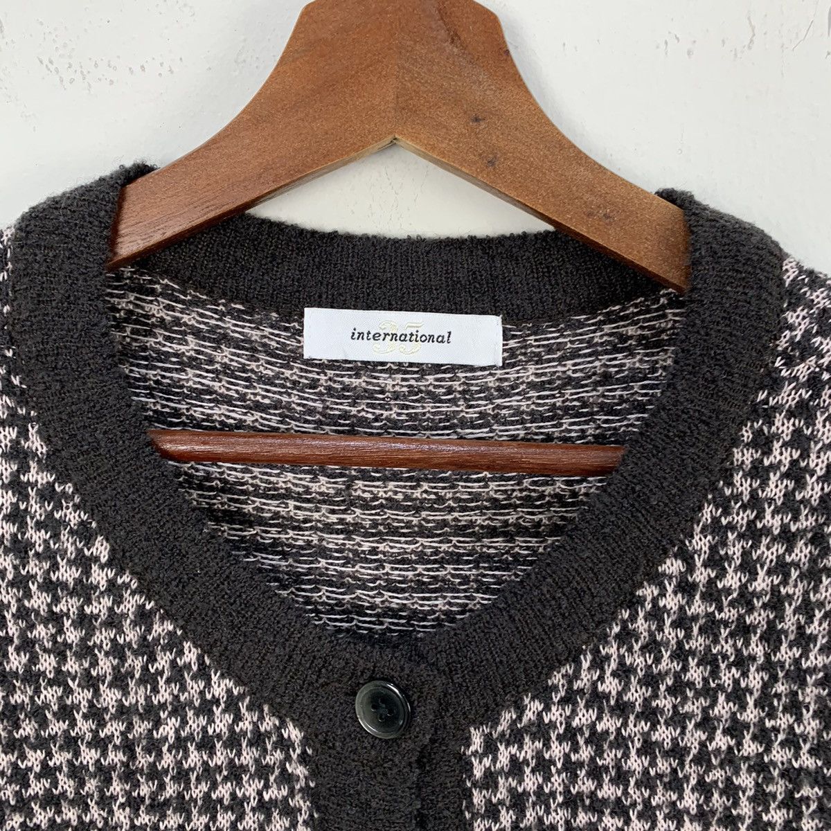 Designer × Homespun Knitwear INTERNATIONAL Houndtooth Wool Multipocket Knitwear Cardigan Size S / US 4 / IT 40 - 16 Thumbnail