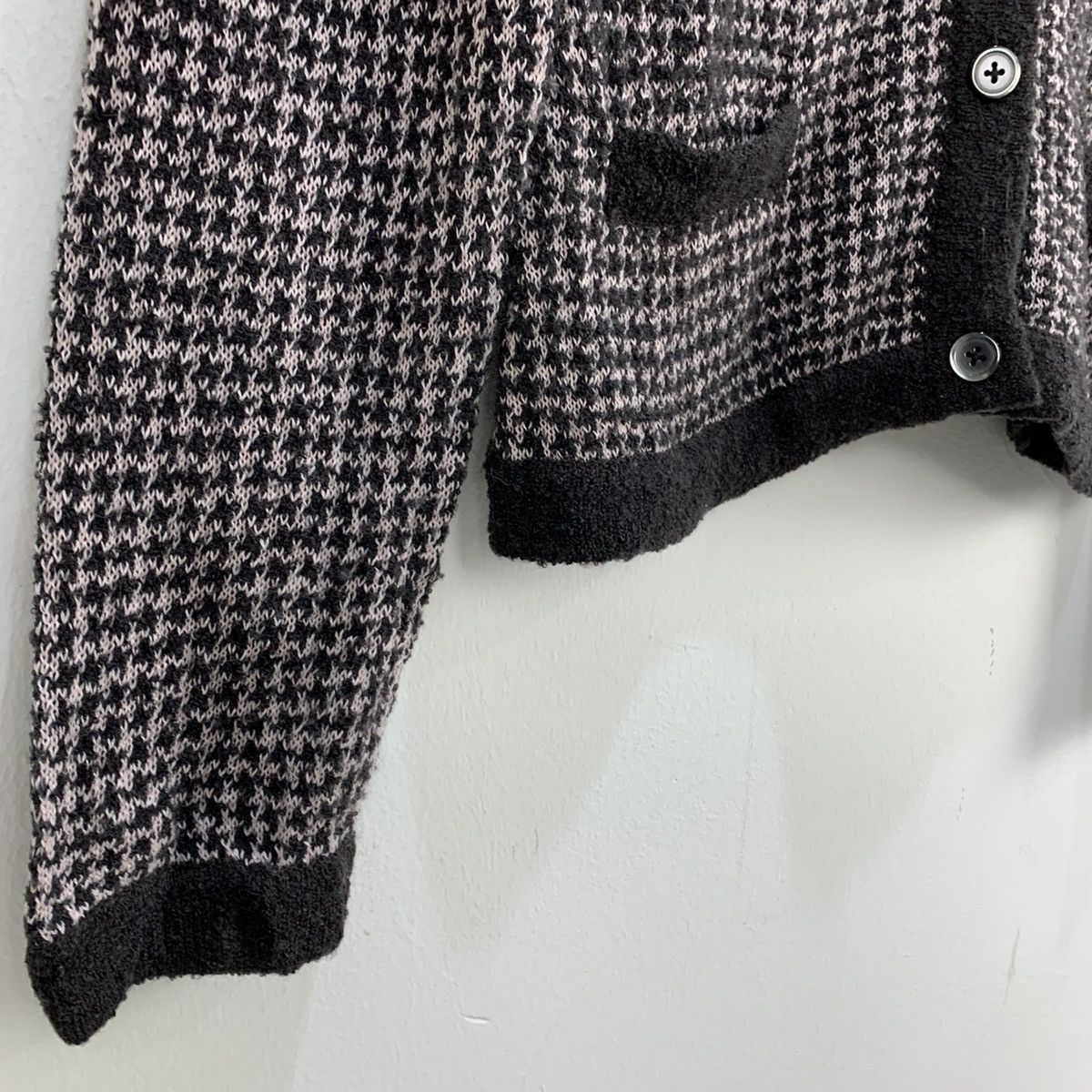 Designer × Homespun Knitwear INTERNATIONAL Houndtooth Wool Multipocket Knitwear Cardigan Size S / US 4 / IT 40 - 9 Thumbnail