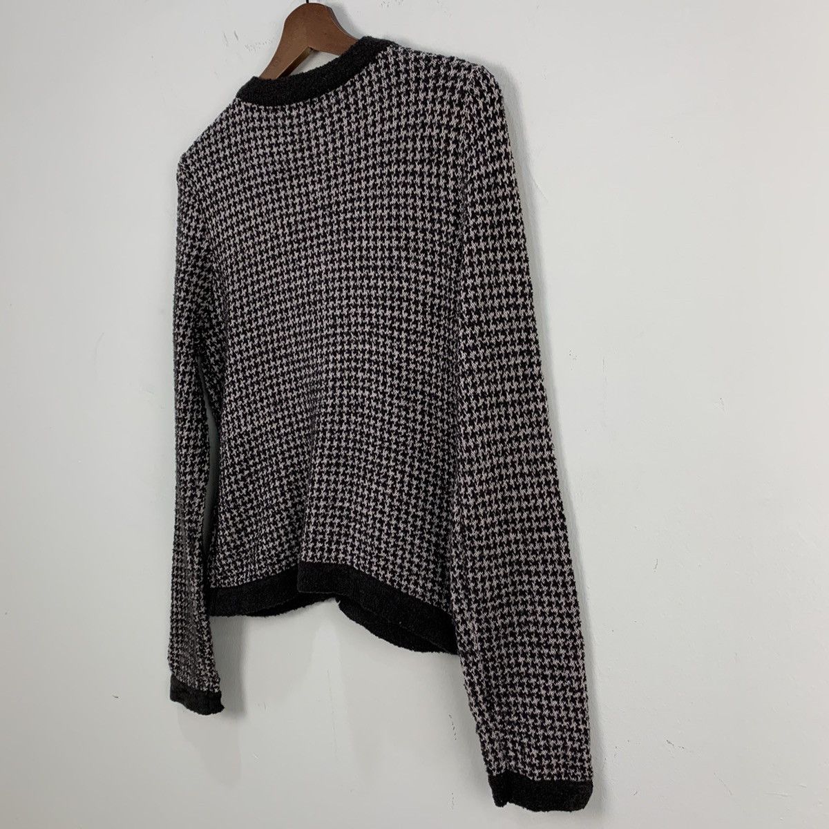 Designer × Homespun Knitwear INTERNATIONAL Houndtooth Wool Multipocket Knitwear Cardigan Size S / US 4 / IT 40 - 15 Thumbnail