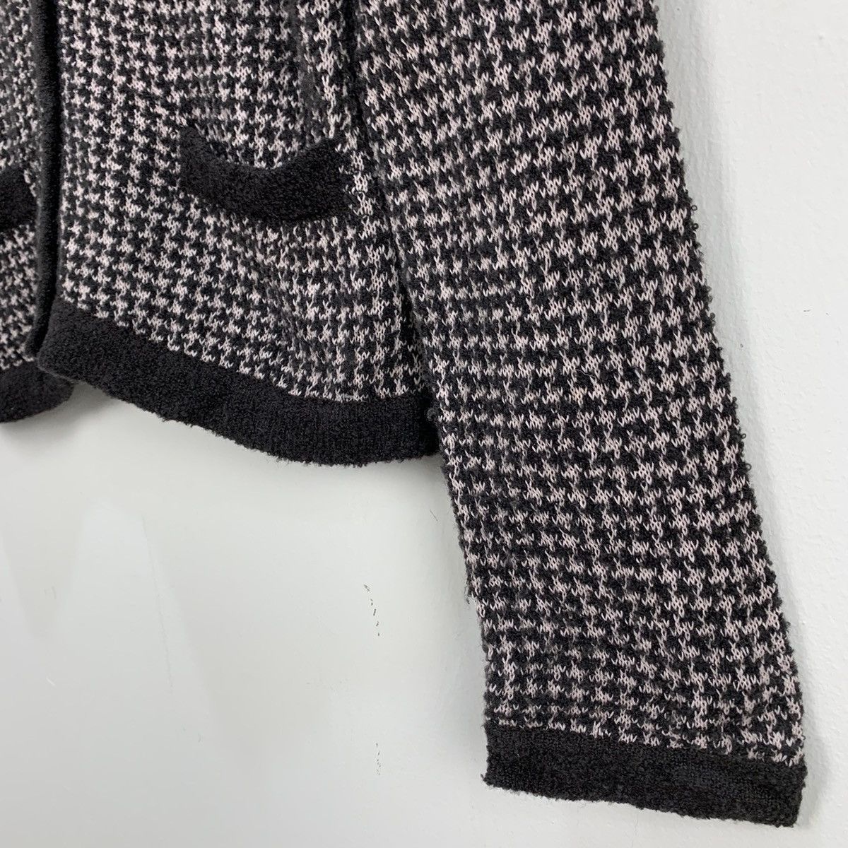 Designer × Homespun Knitwear INTERNATIONAL Houndtooth Wool Multipocket Knitwear Cardigan Size S / US 4 / IT 40 - 10 Thumbnail