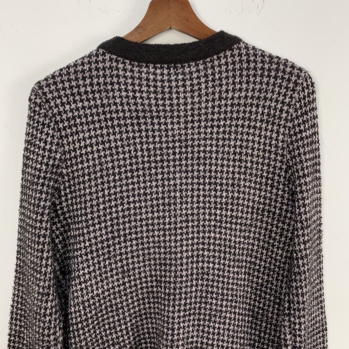 Designer × Homespun Knitwear INTERNATIONAL Houndtooth Wool Multipocket Knitwear Cardigan Size S / US 4 / IT 40 - 12 Thumbnail