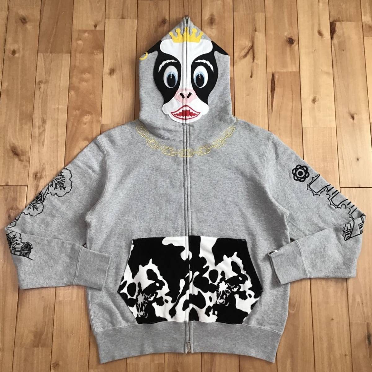 image of Bape Holstein Full Zip Hoodie A Bathing Ape Nigo in Grey, Men's (Size Small)