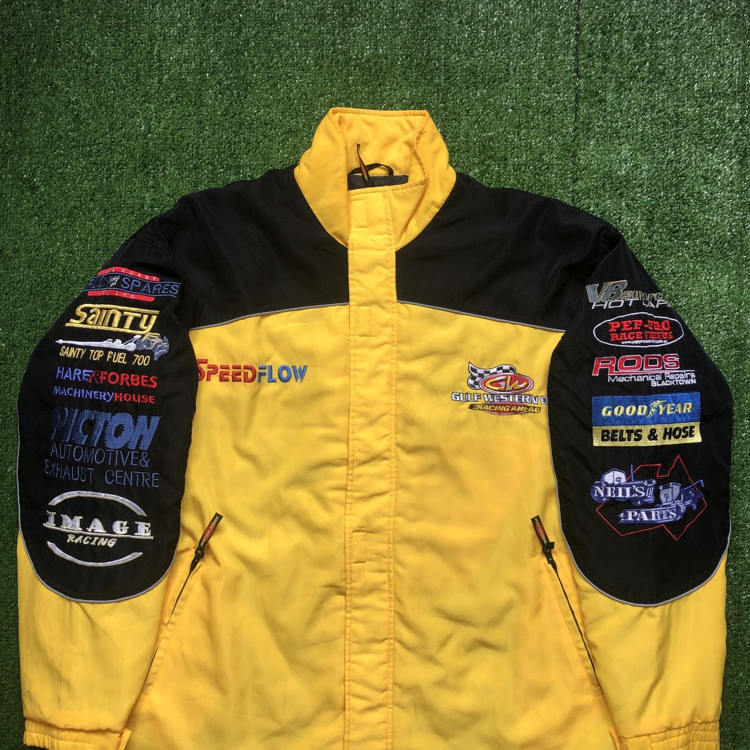 Vintage VTG Gulf Western Oil Embrodered Zipper Coach Jacket Size US XL / EU 56 / 4 - 2 Thumbnail