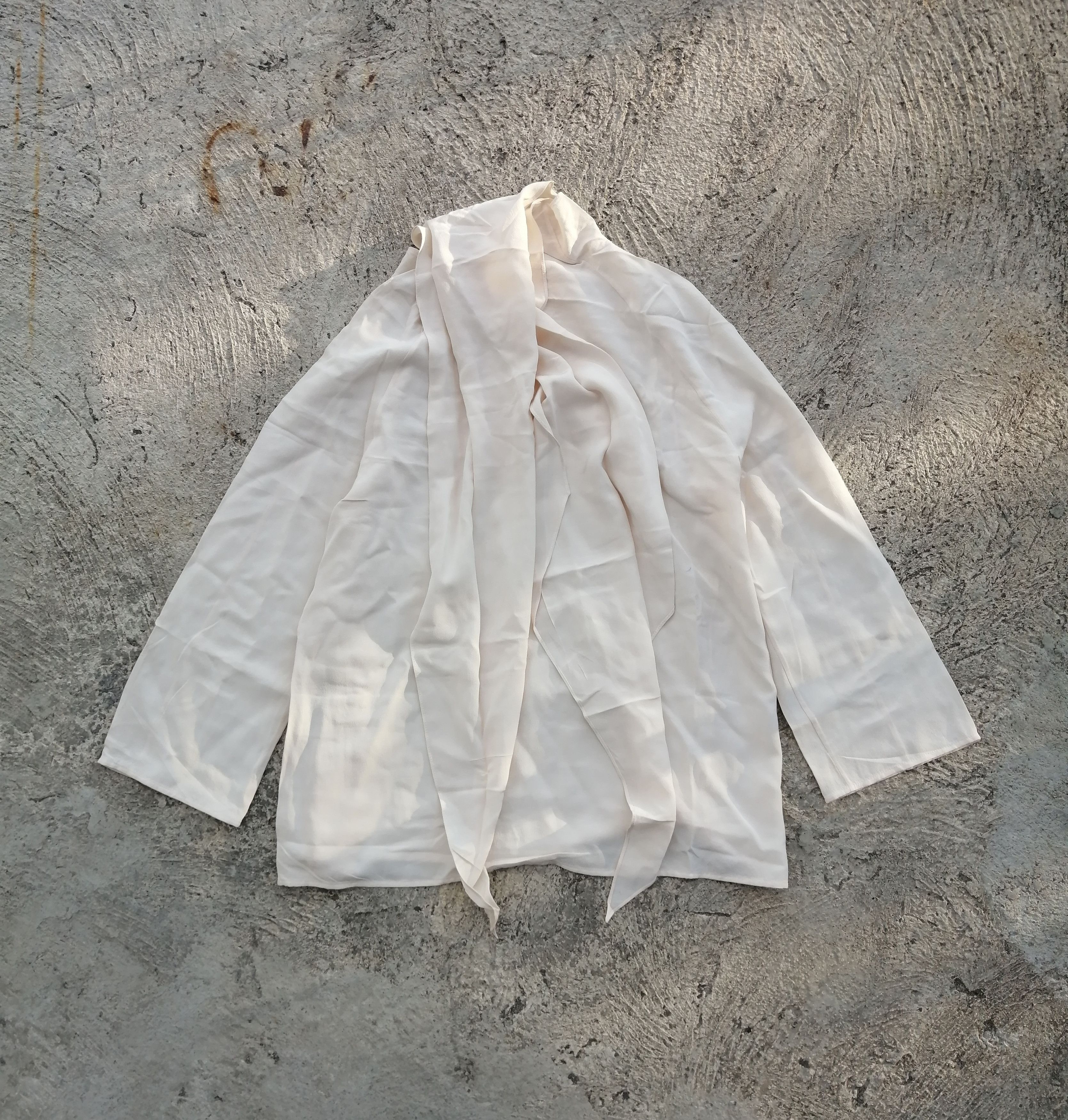 image of Hermes Tie Neck Blouse in Cream, Men's (Size Small)