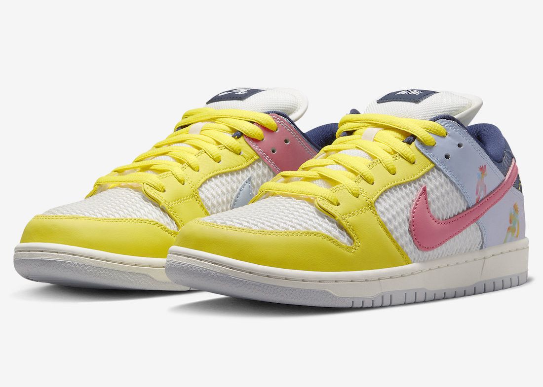 image of Nike 9 Sb Dunk Low Pro Be True Xavier Schipani 1 White Pink Blue Shoes, Men's