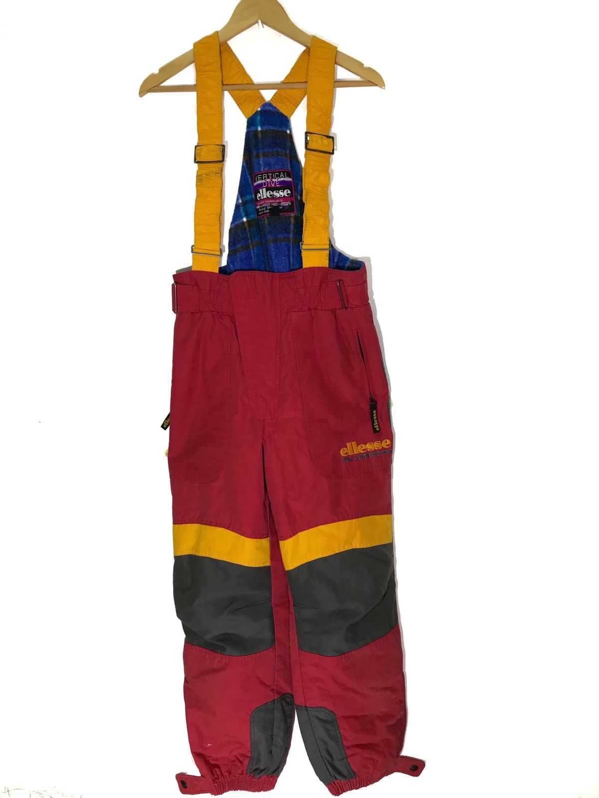 image of Vintage Ellesse Multi Adventure Gear Overall Ski Pant in Maroon, Men's (Size 30)