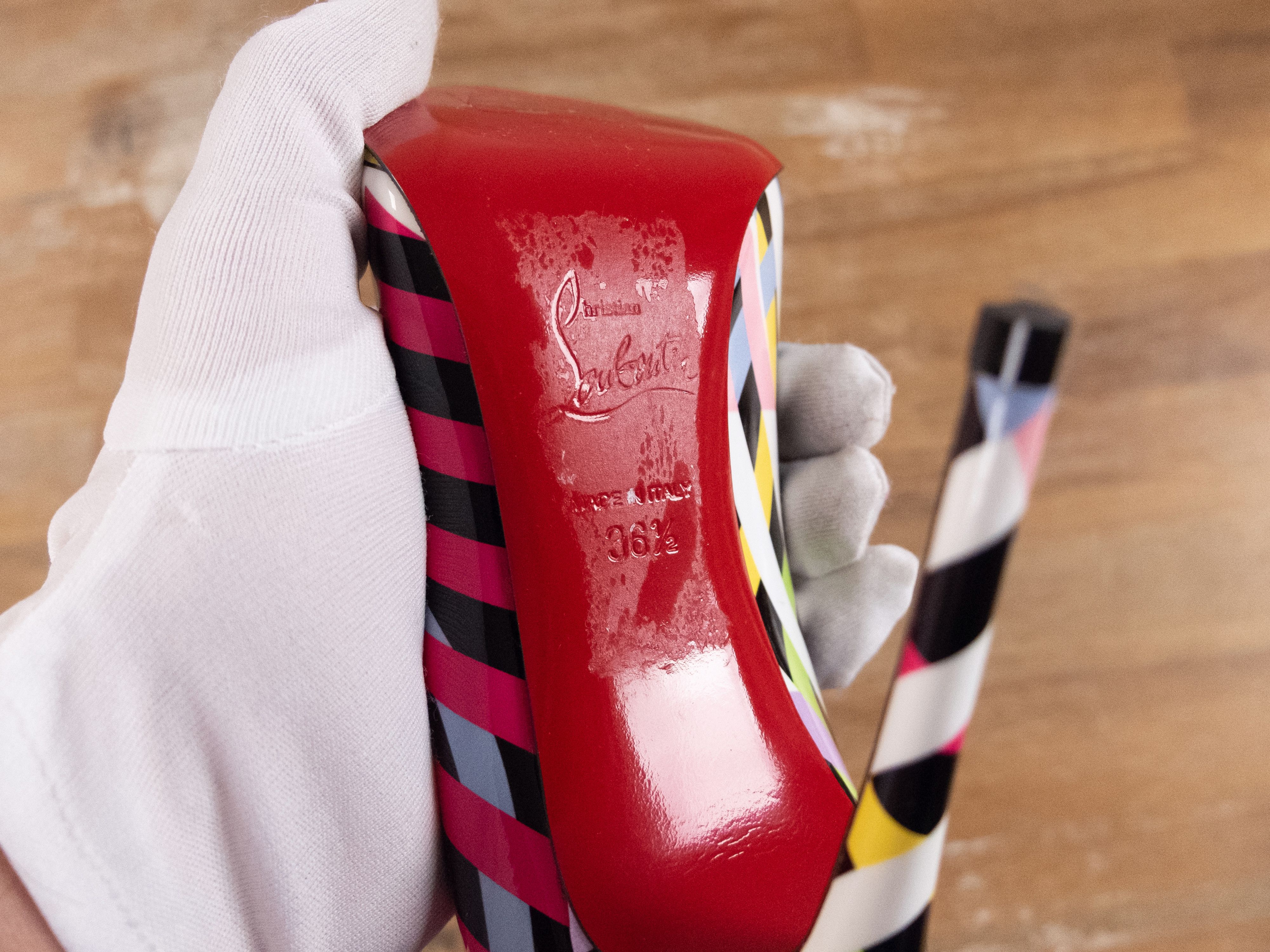 Christian Louboutin CHRISTIAN LOUBOUTIN Pigalle Cinestripe patent leather pumps Size US 6.5 / IT 36.5 - 7 Thumbnail