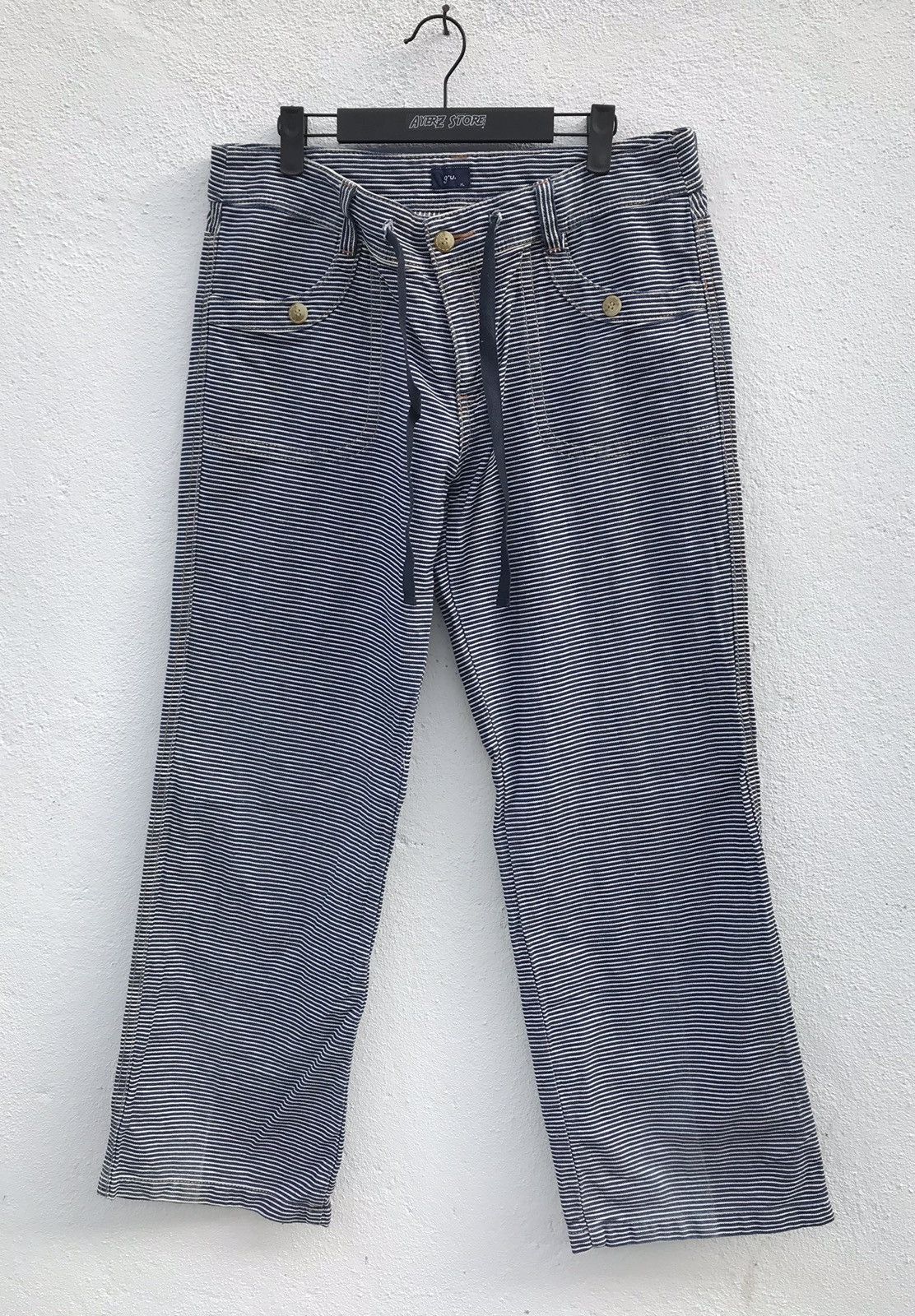 Japanese Brand GU Drawstring Hickory Stripe Pant Size US 34 / EU 50 - 1 Thumbnail