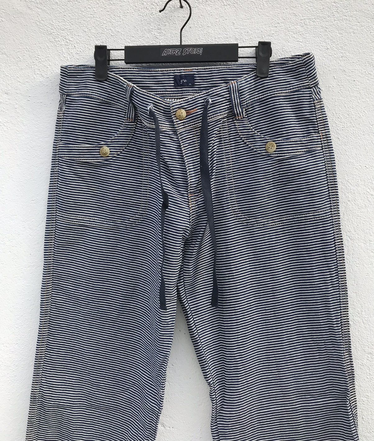 Japanese Brand GU Drawstring Hickory Stripe Pant Size US 34 / EU 50 - 2 Thumbnail
