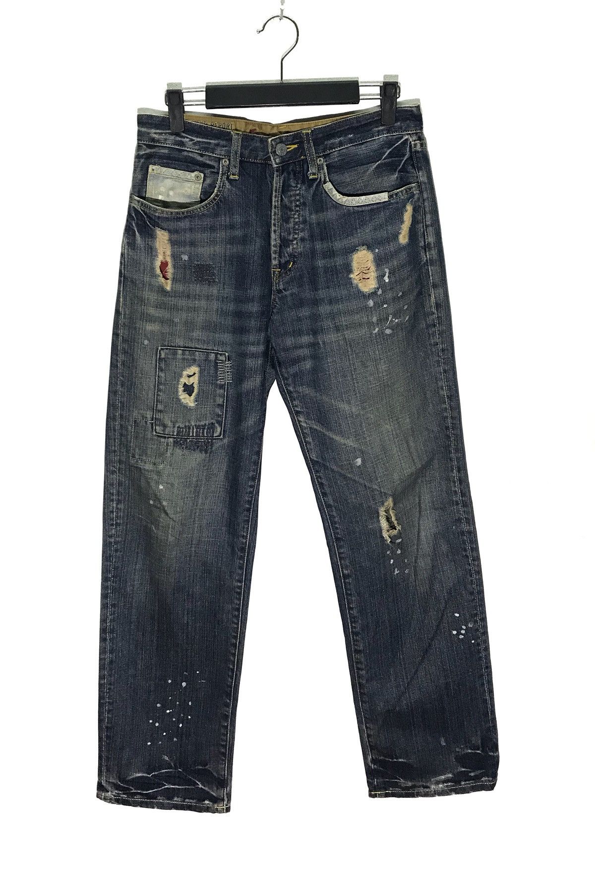 Japanese Brand Flash Report Distressed Rip Splattered Paint Jeans Size US 30 / EU 46 - 1 Thumbnail