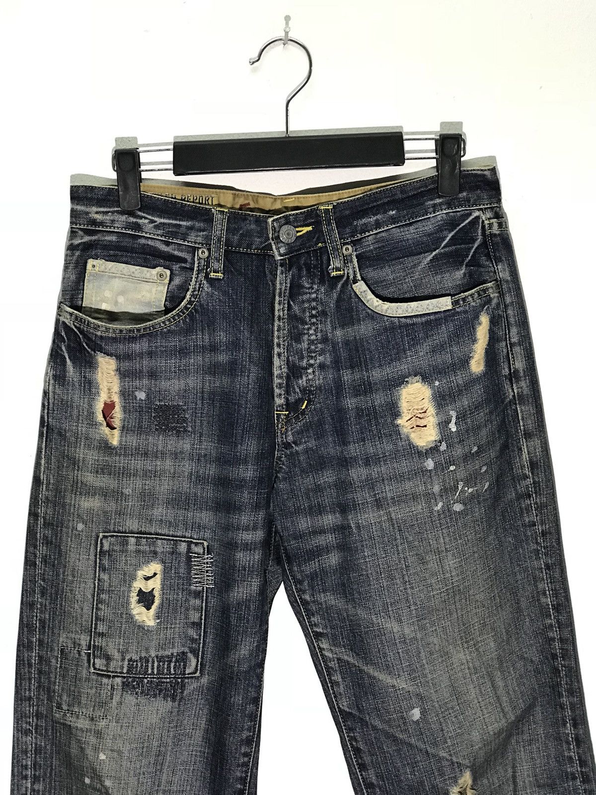Japanese Brand Flash Report Distressed Rip Splattered Paint Jeans Size US 30 / EU 46 - 3 Thumbnail