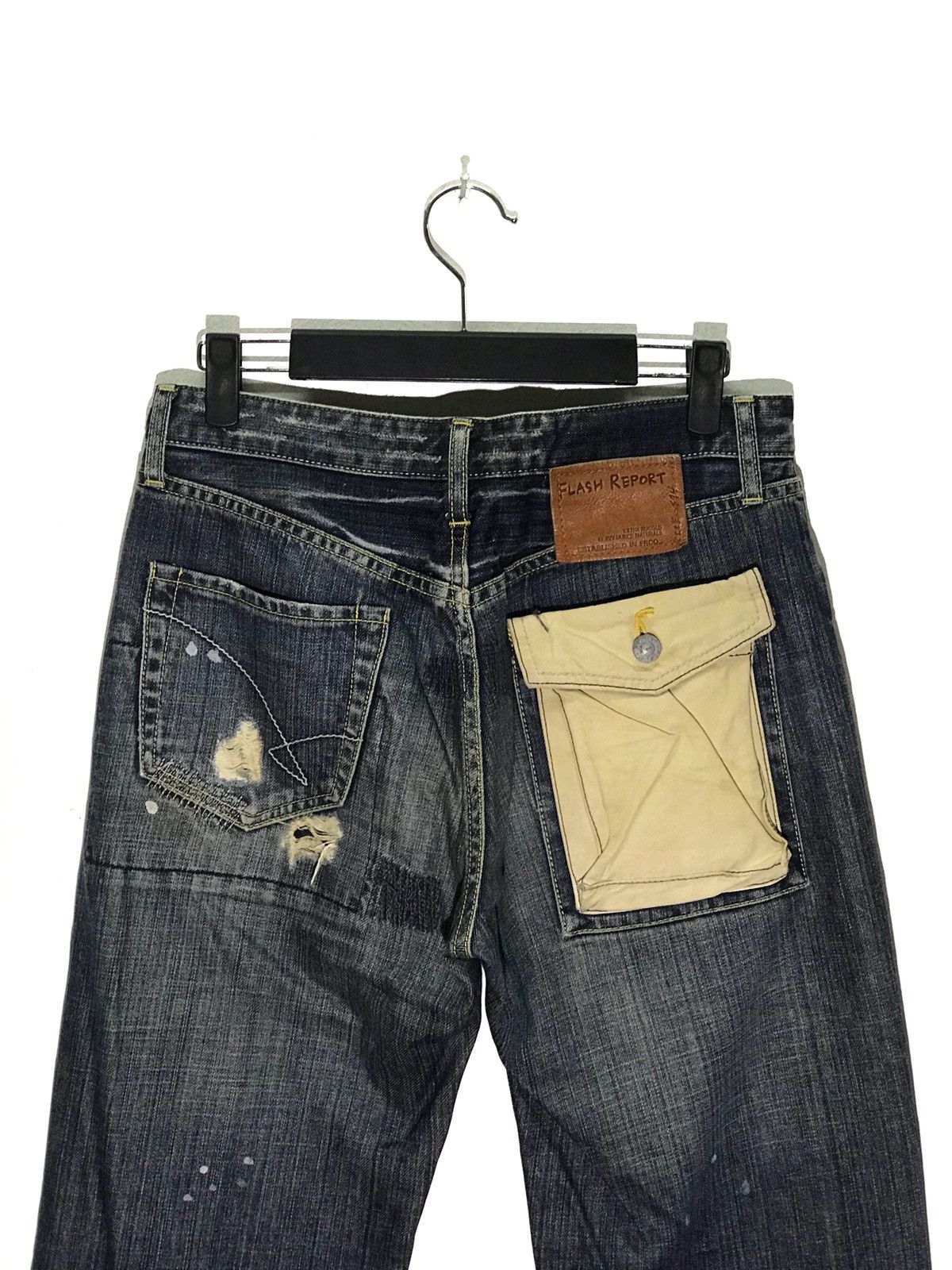Japanese Brand Flash Report Distressed Rip Splattered Paint Jeans Size US 30 / EU 46 - 6 Thumbnail